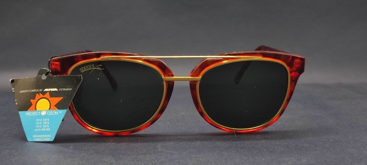 Vintage Serious Sun Utopia Sunglasses Red Tortoise Gold UV400 NOS Germany