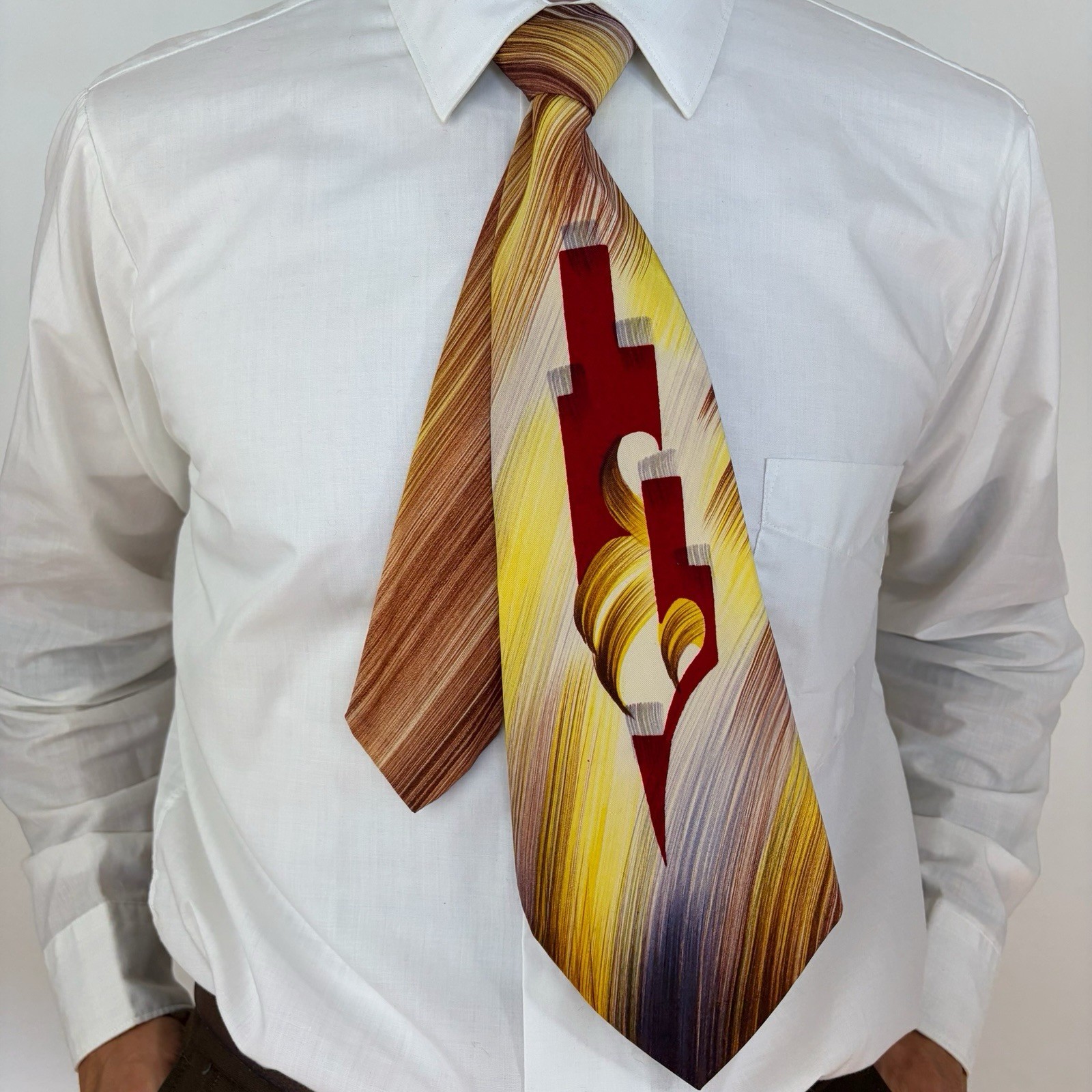 Vintage 40’s 50’s Hand Painted Tie Windsor of California Nylon Asetate