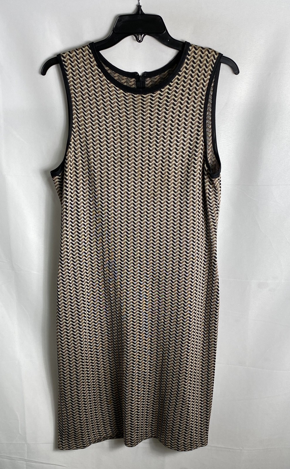 St. John Collection Women’s Vintage 90s Zigzag Knit Sleeveless Sheath Dress Sz 8