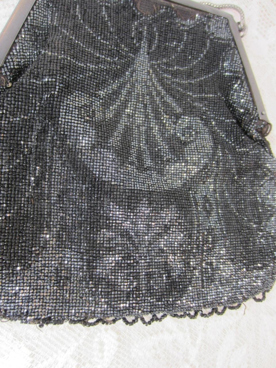 *Antique Purse, Hand Bag Art Deco Beaded Micro Steel, Glass – Stunning