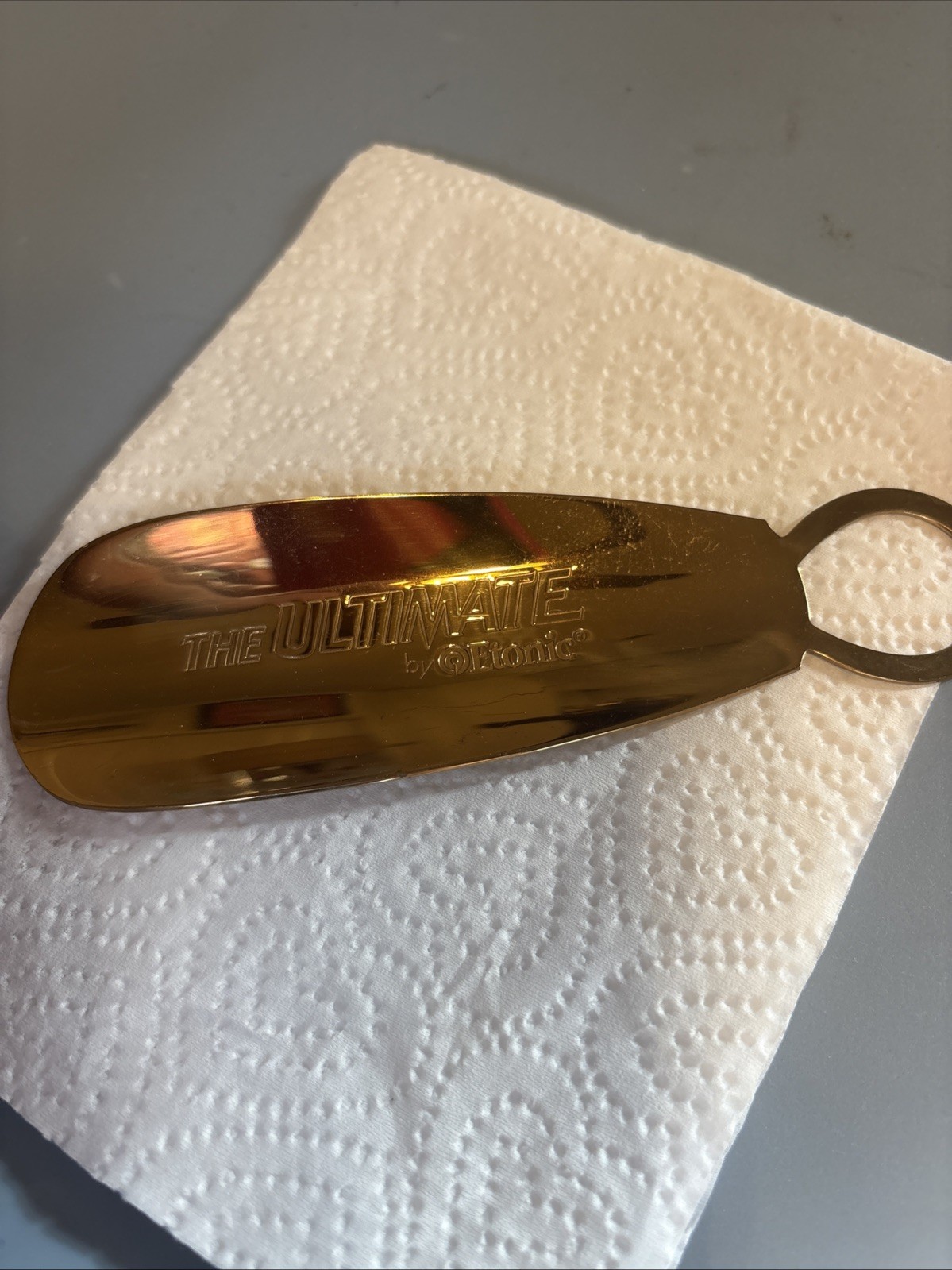 Vintage Brass Shoe Horn The Ultimate Etonic Shoes Patina Collectible Advertising