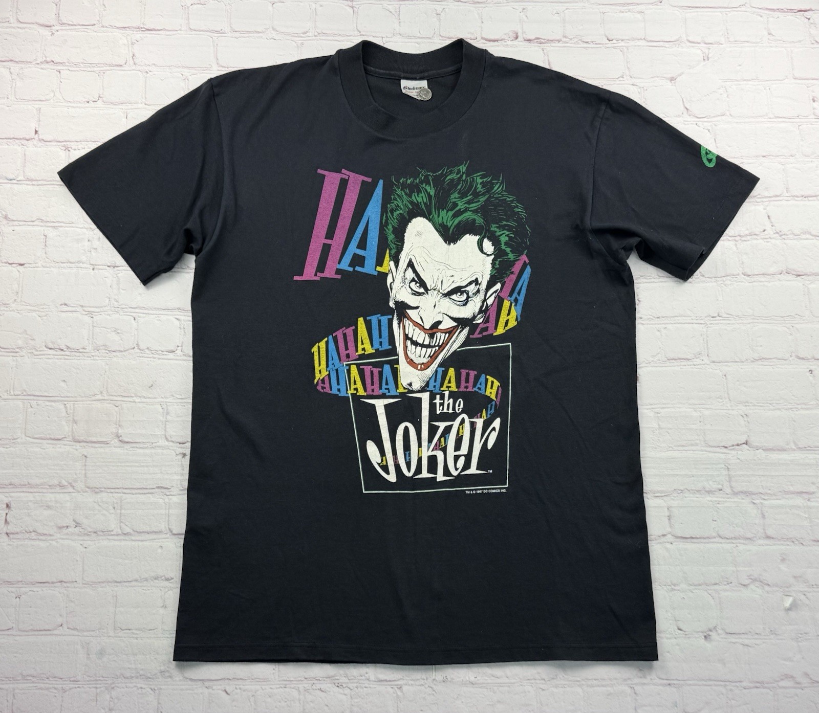 Vintage 80s 1987 Joker Graphitti L Shirt DC Comics Batman Dark Knight Laughing