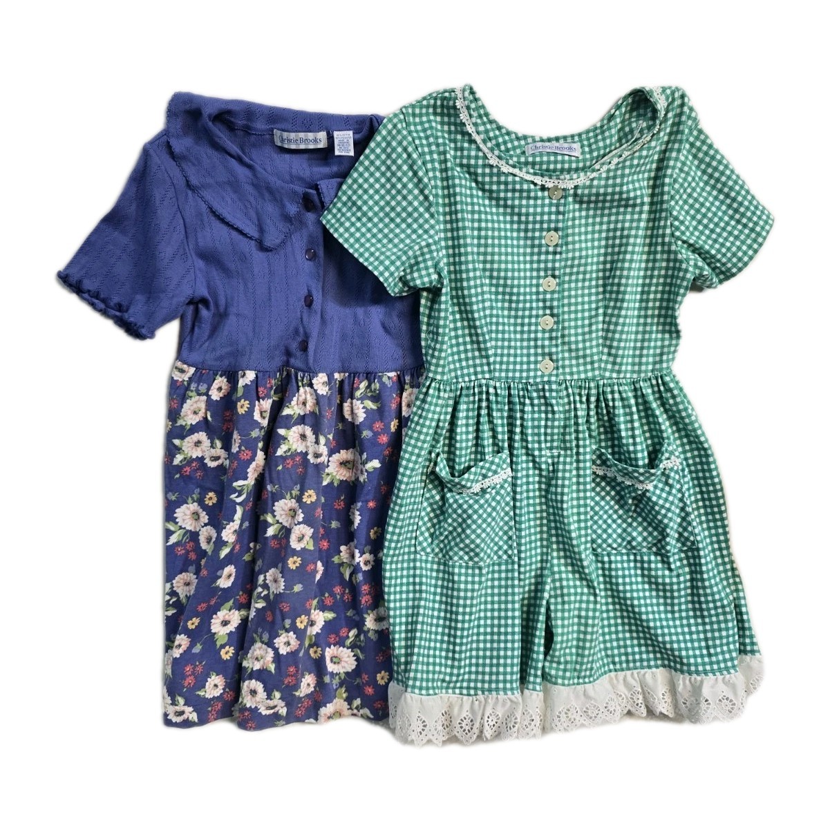 Vintage Girls Romper Dress M 10-12 Christie Brooks Lot Of 2
