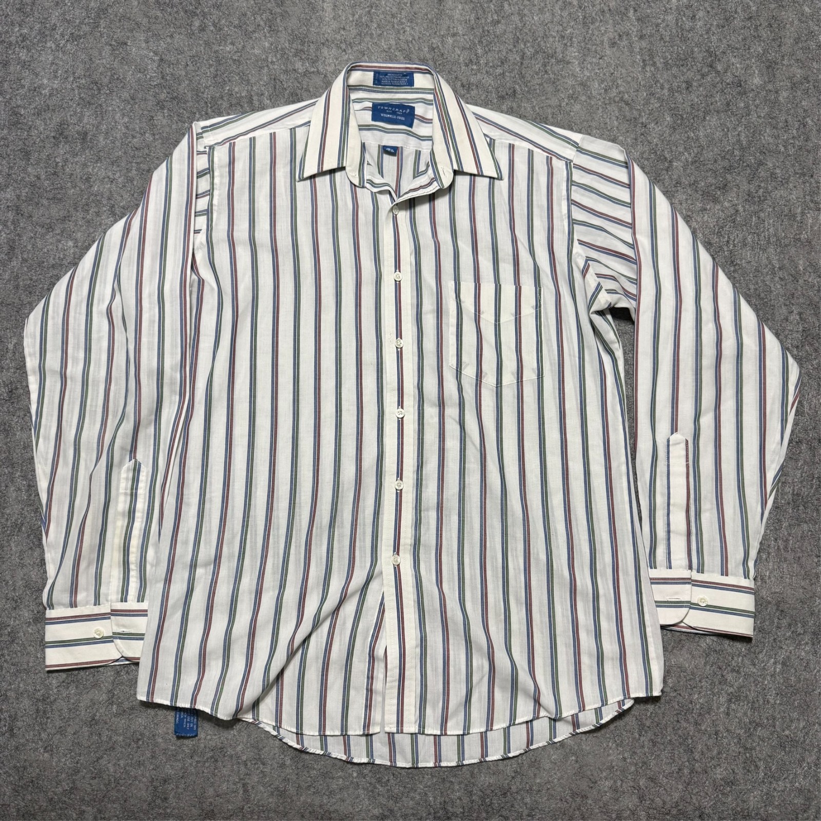 Vintage 80s 90s Towncraft Jc Pennys Shirt Size 15.5 L 34/35 Striped Broadcloth