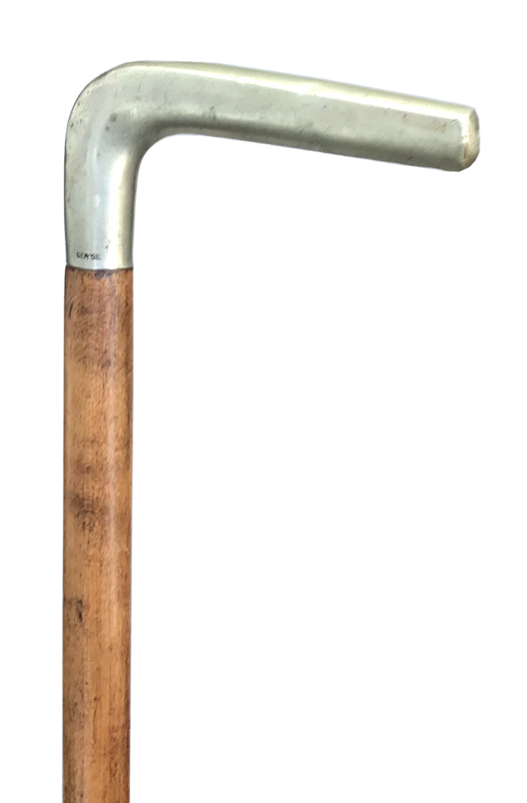 Vintage Antique Hallmarked German Silver Handle Hardwood Walking Stick Cane Old