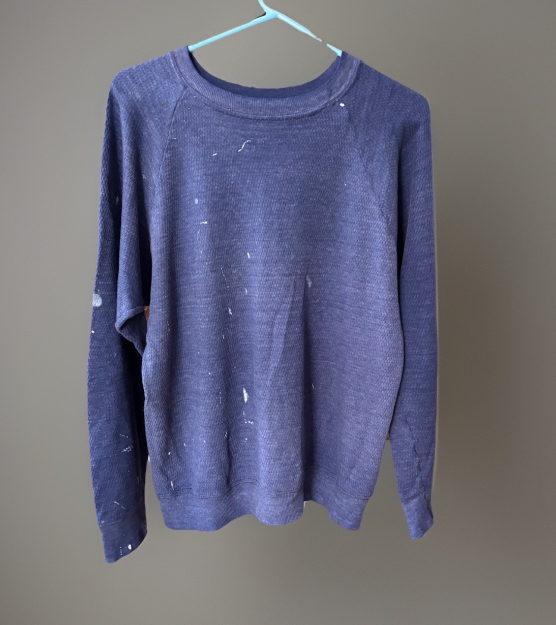 VTG 70s Thrashed Thin Soft Waffle Knit Thermal.blue.med/LG