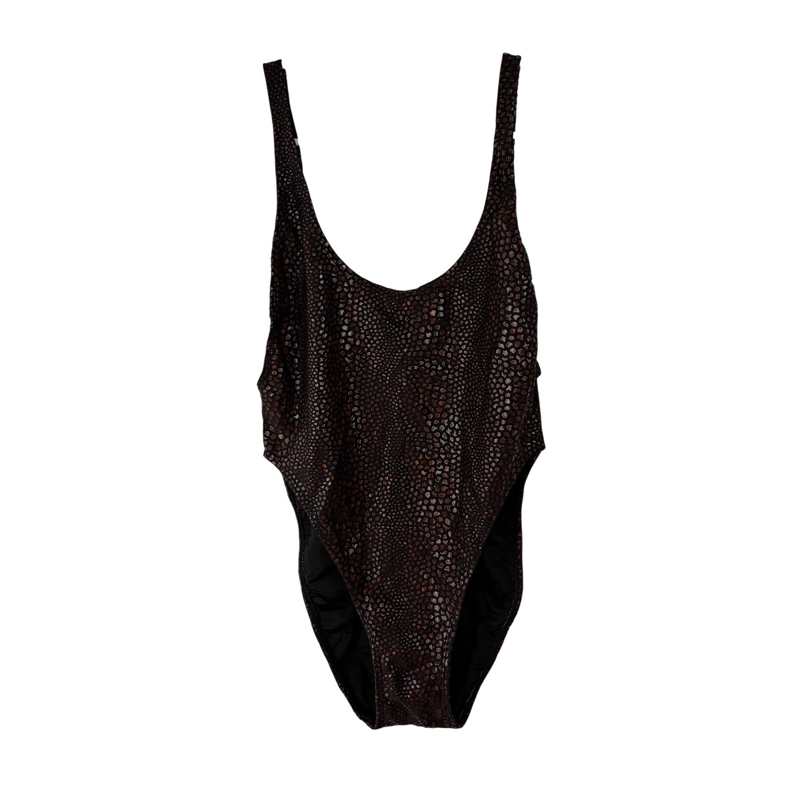 Bendigo Vintage Metallic Snakeskin One Piece Swimsuit Bronze Black Size 7/8