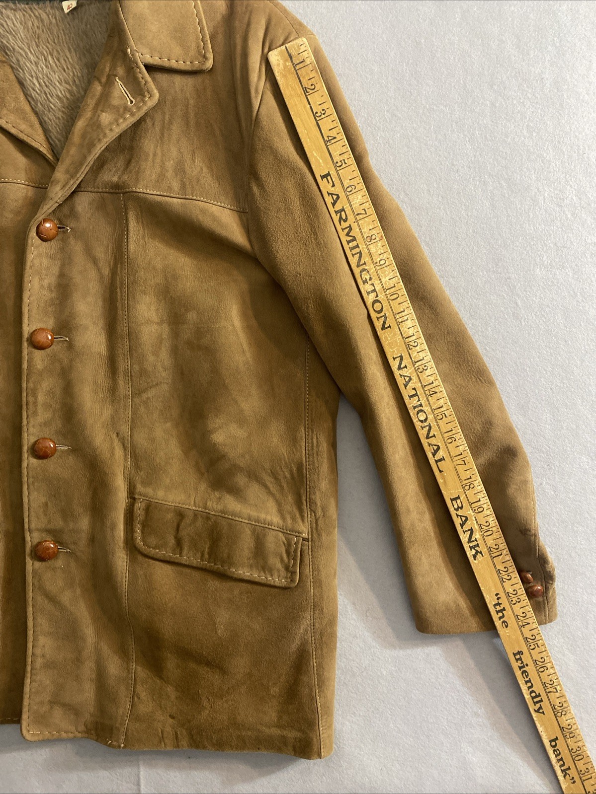 Vintage 1960s DuPont Quilon Soft Leather Jacket Faux Fur Lined Size 40 Stitched