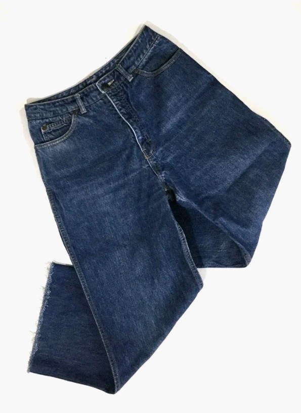 VINTAGE Calvin Klein High Rise 70’s Blue Jeans Sz 14 26in Cropped Raw Hem