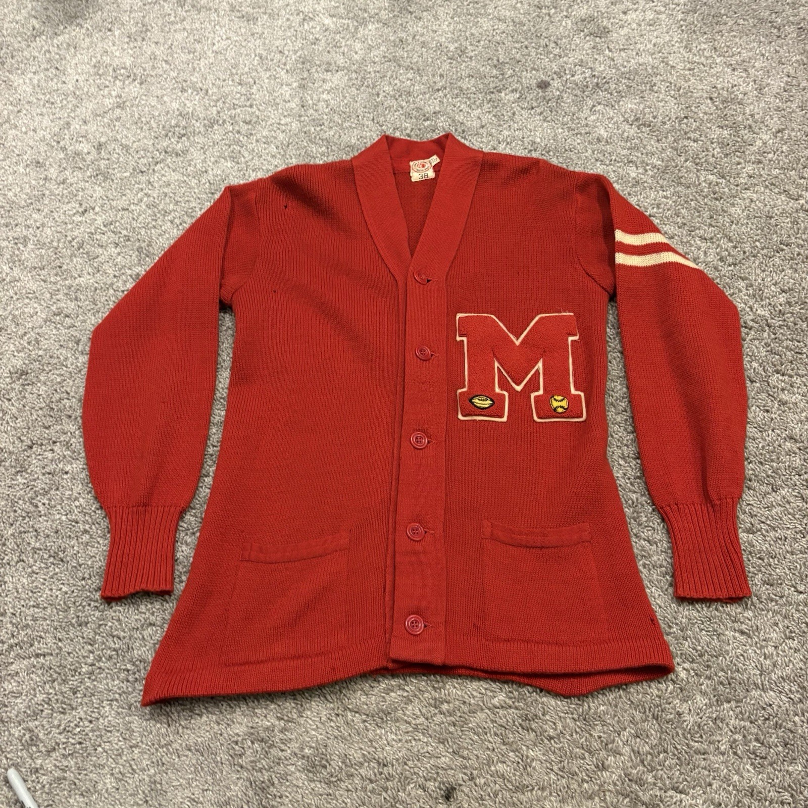 Lowe & Campbell VARSITY SWEATER High School Blank Med 38 Rare Early 40s 50s “M”
