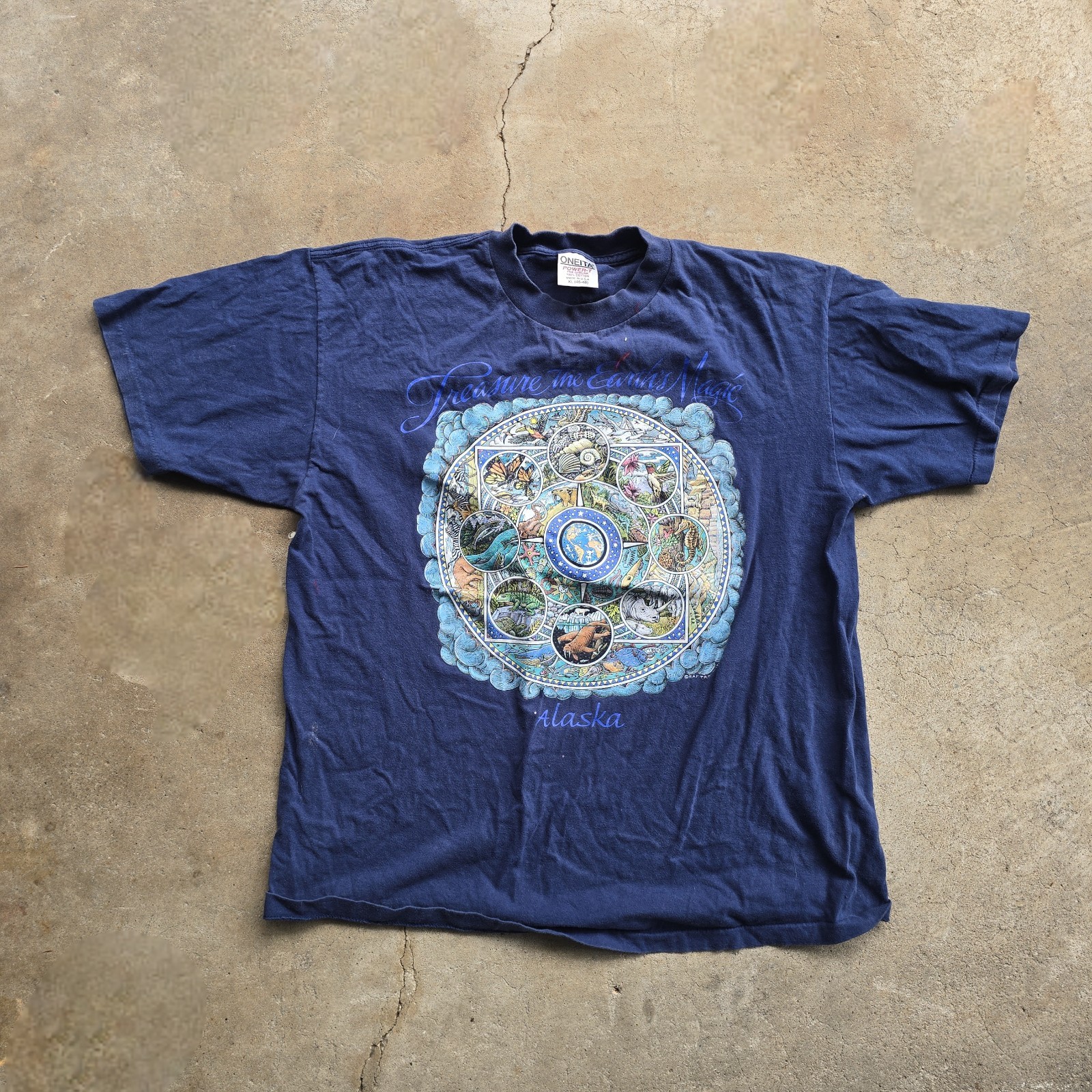 Vtg 90s Single Stitch Ray Troll Treasure Earth Magic Nature XL