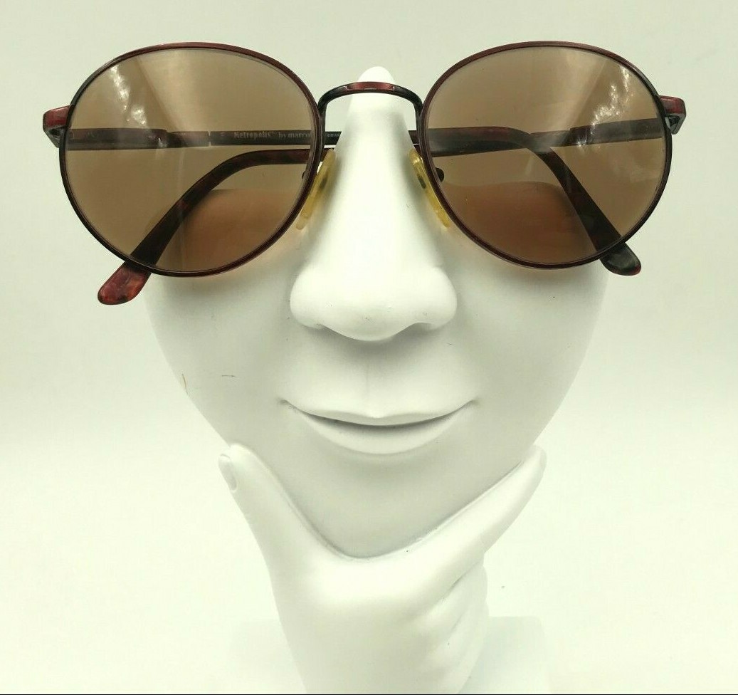 Vintage Marcolin Metropolis 8664 931 Red Round Sunglasses Italy FRAMES ONLY