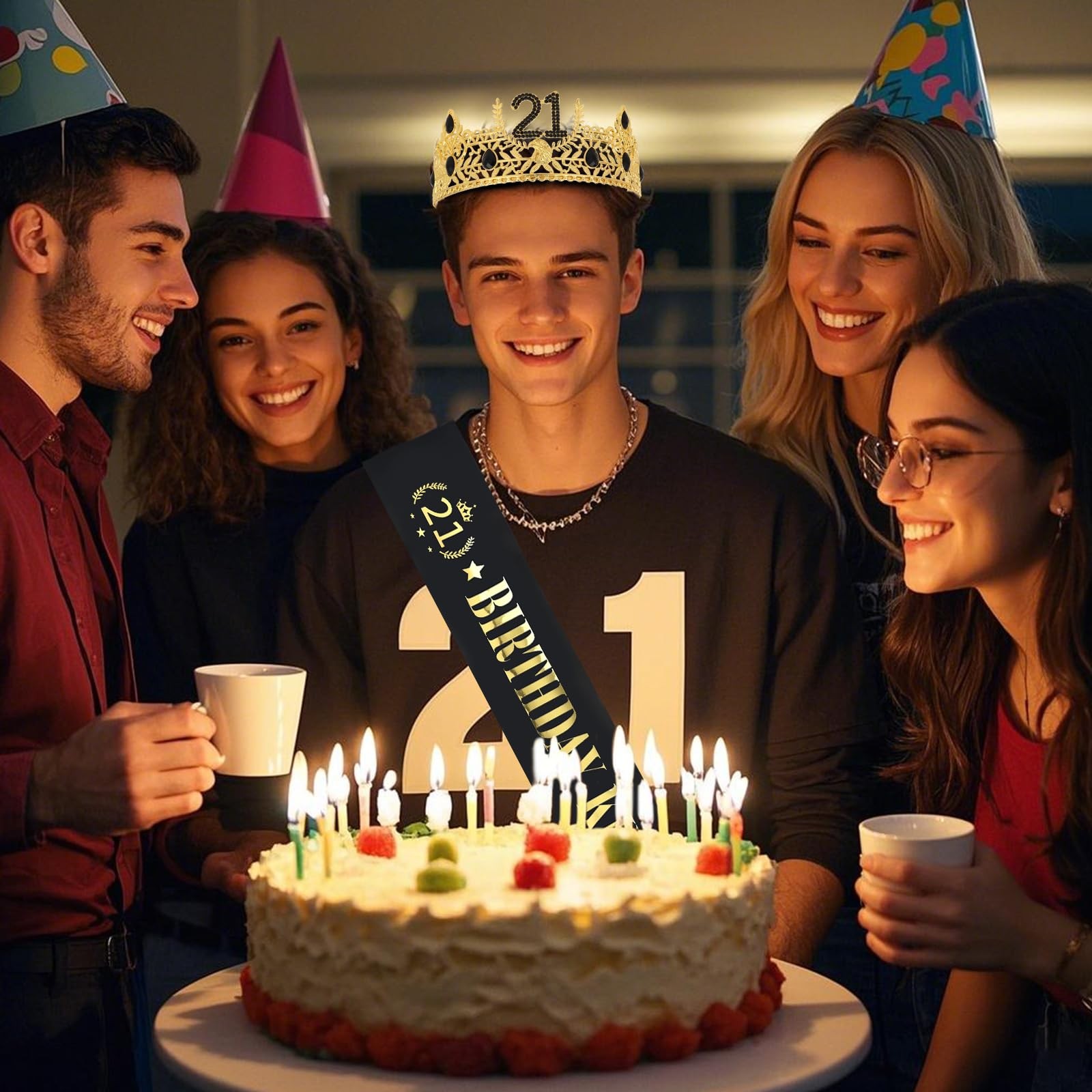 Semato 21st Birthday Decorations for Him – King One Size, Gold