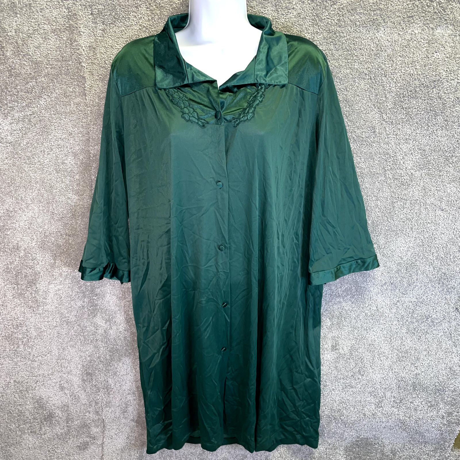 Vintage Vanity Fair Nightgown Women’s Medium Green Sleepwear Robe Made in USA