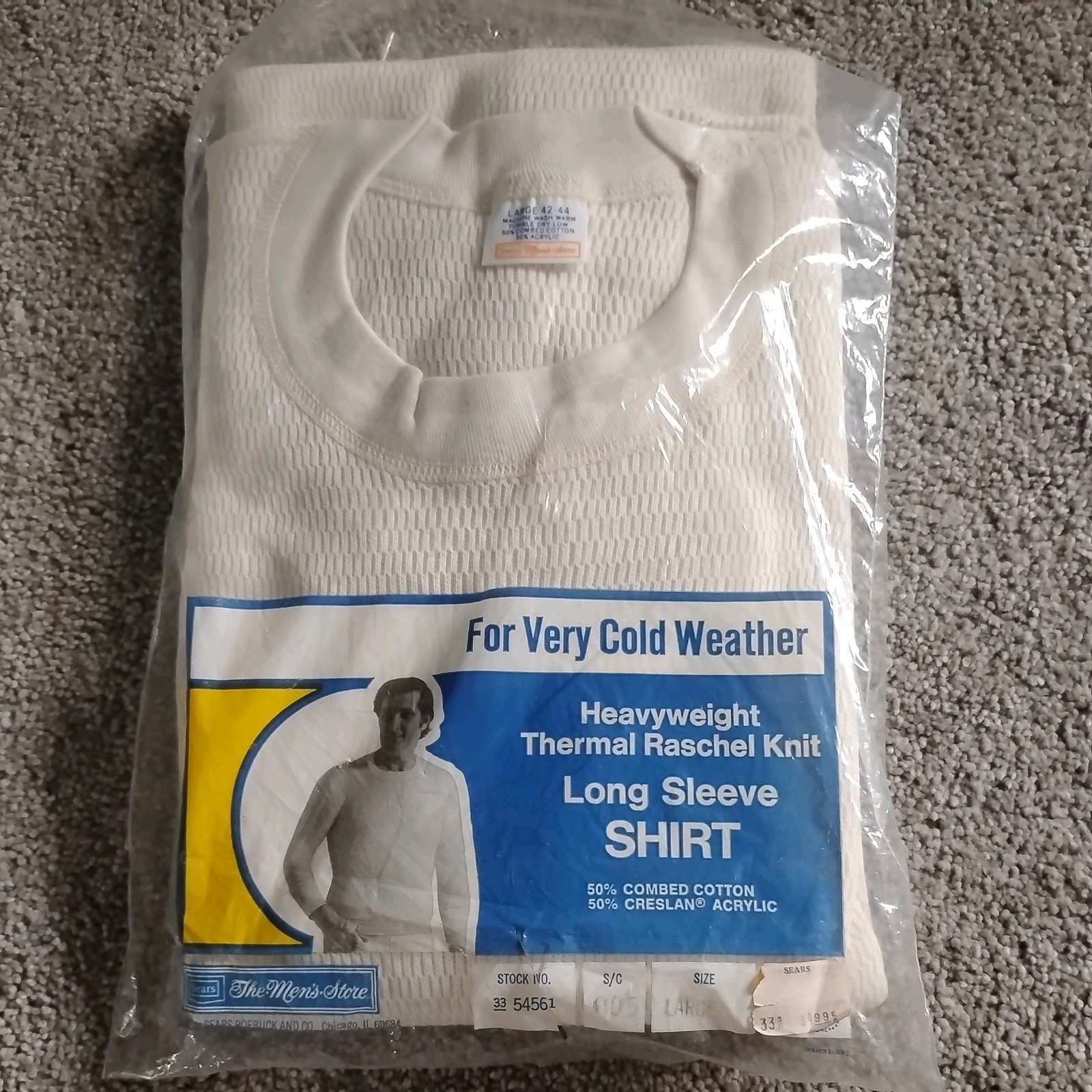 Vintage Sears Men’s StoreThermal Long Sleeve Shirt Mens Large 42-44 Made In USA