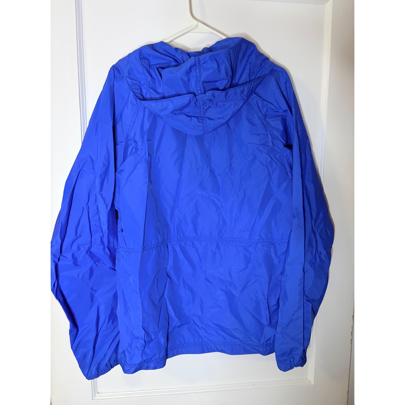 Vintage LL Bean Anorak Windbreaker Jacket Blue Half Zip Hooded Mens Medium USA
