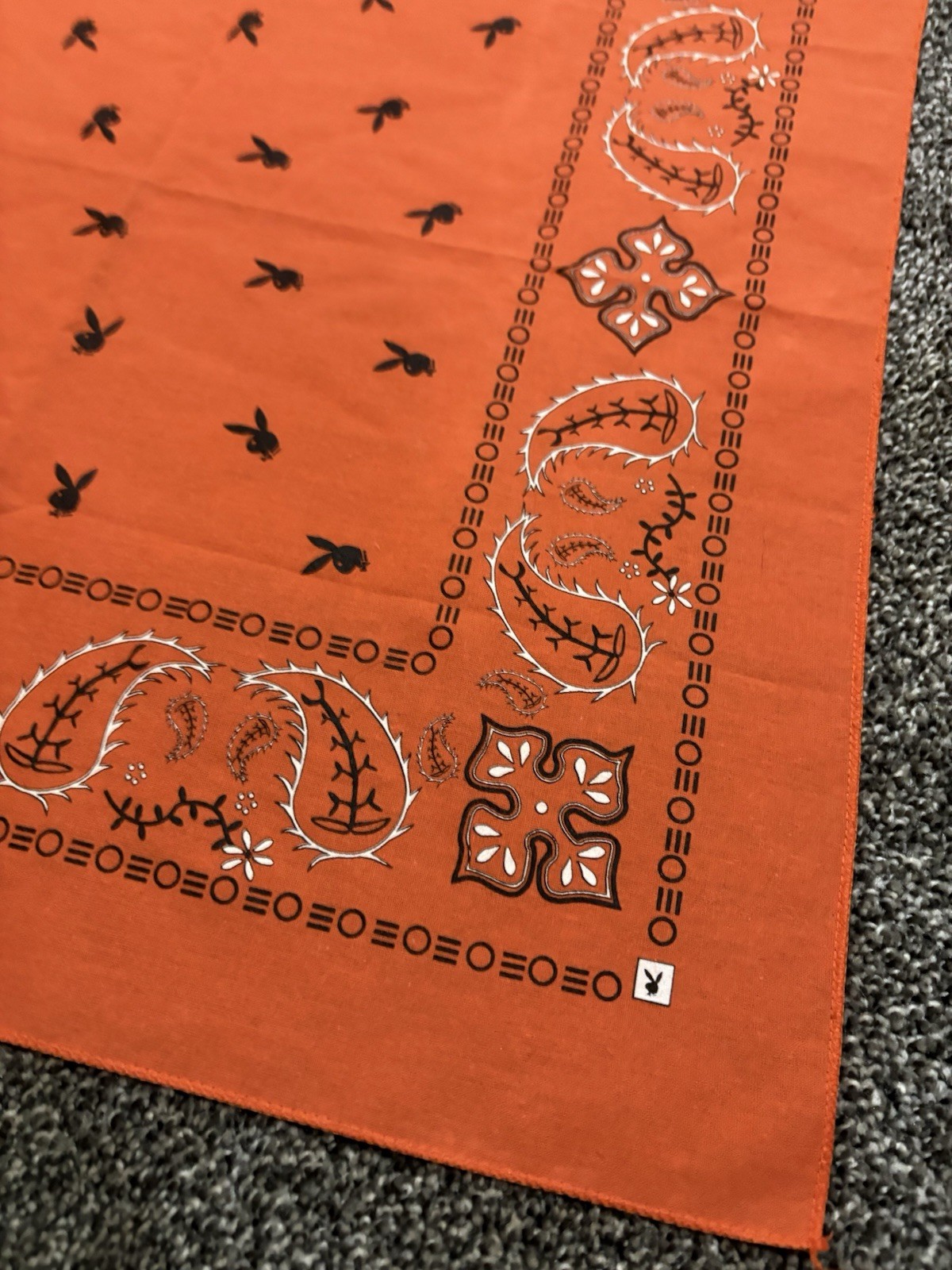 Playboy Orange Floral Handkerchief/Bandana Scarf 21 X 21