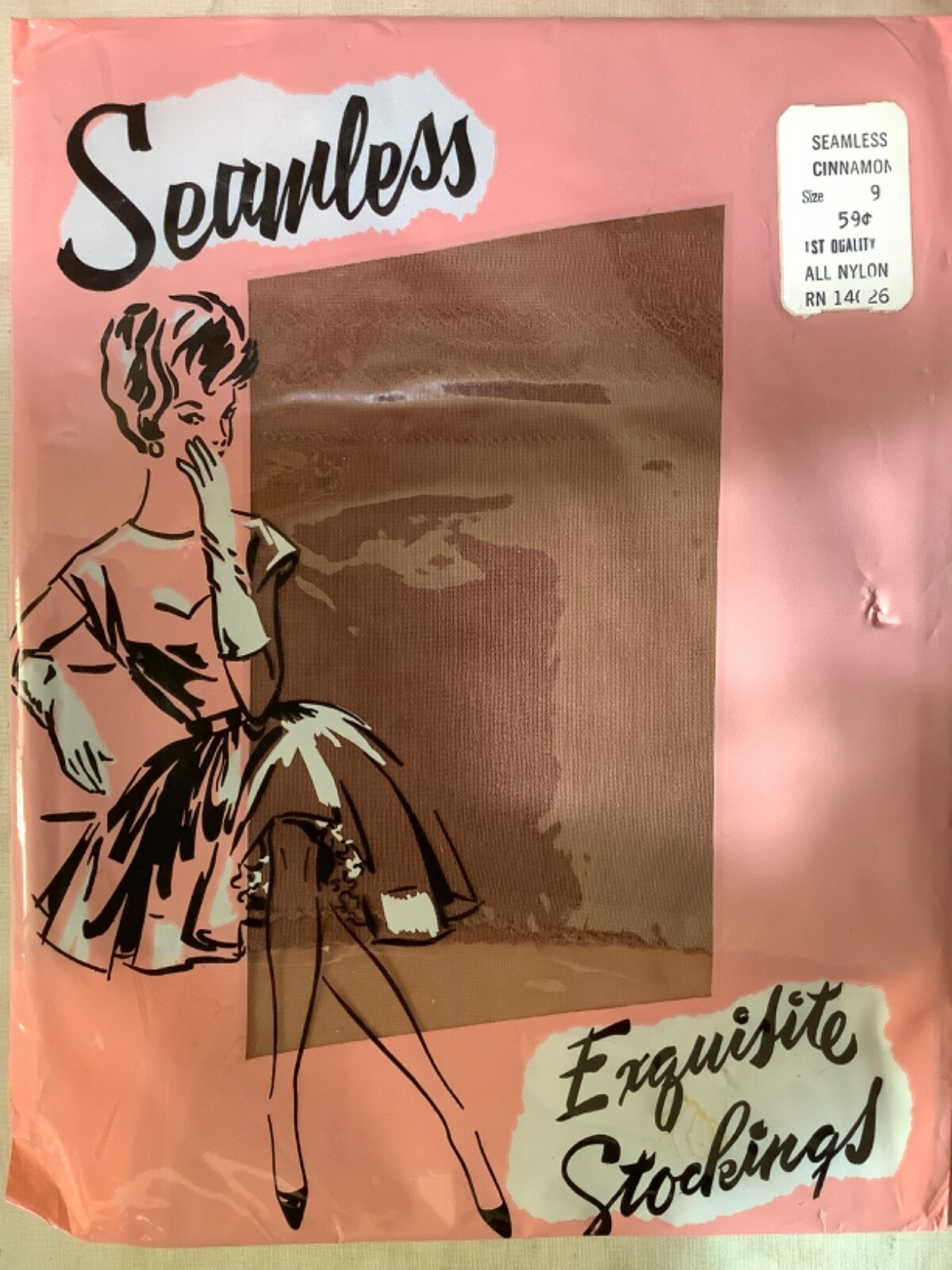Vintage Mesh stockings 3 pair set Cinnamon nylon Lolene rockabilly Seamless 9