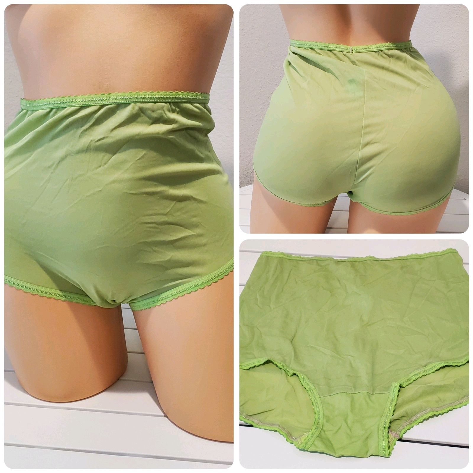 Flawed Bali Brief Panty Shiny Nylon Wide Gusset 10/3XL Key Lime Green 2633