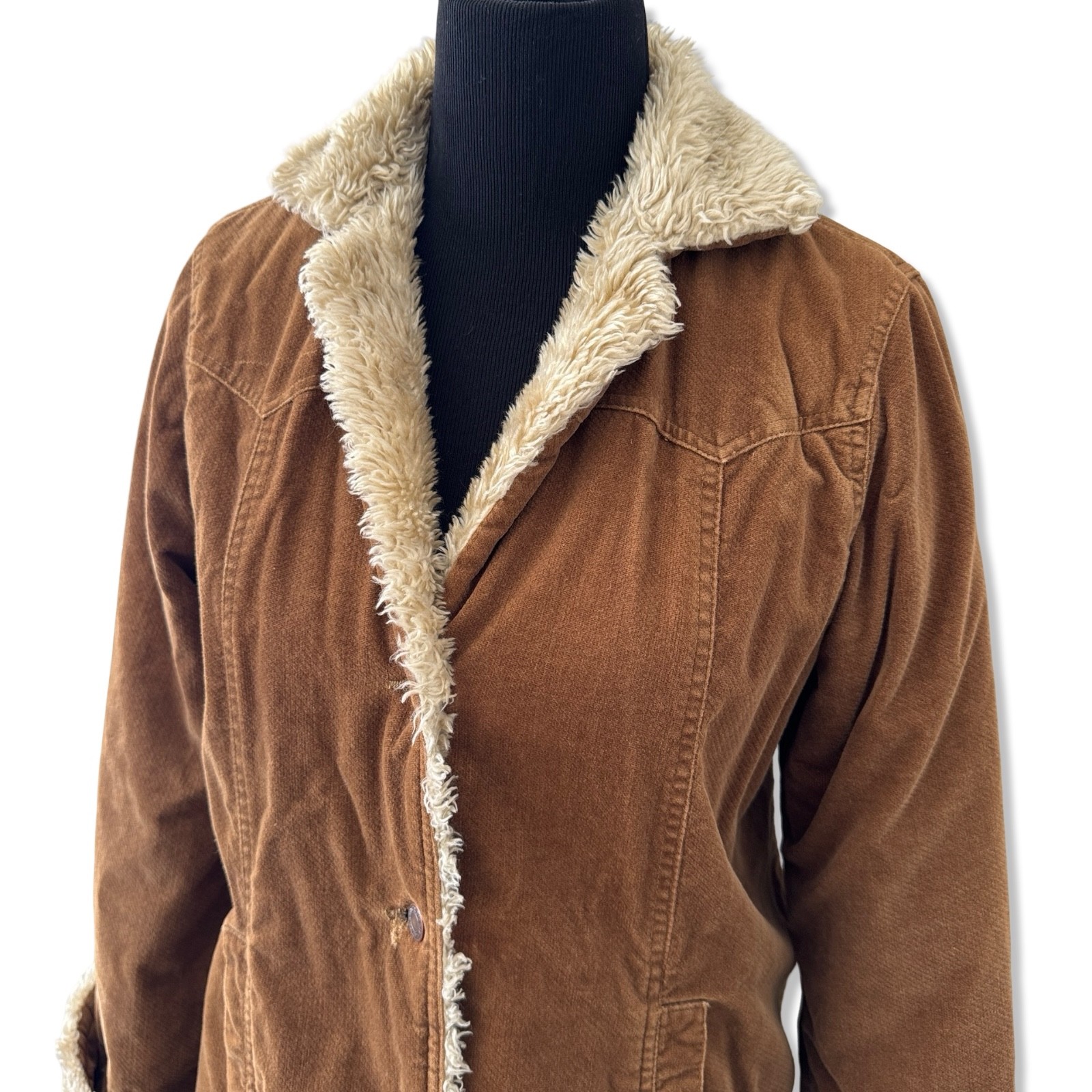 Y2K ABERCROMBIE & FITCH Penny Lane Style Faux Suede/Fur Jacket / Sz L *Flaw*