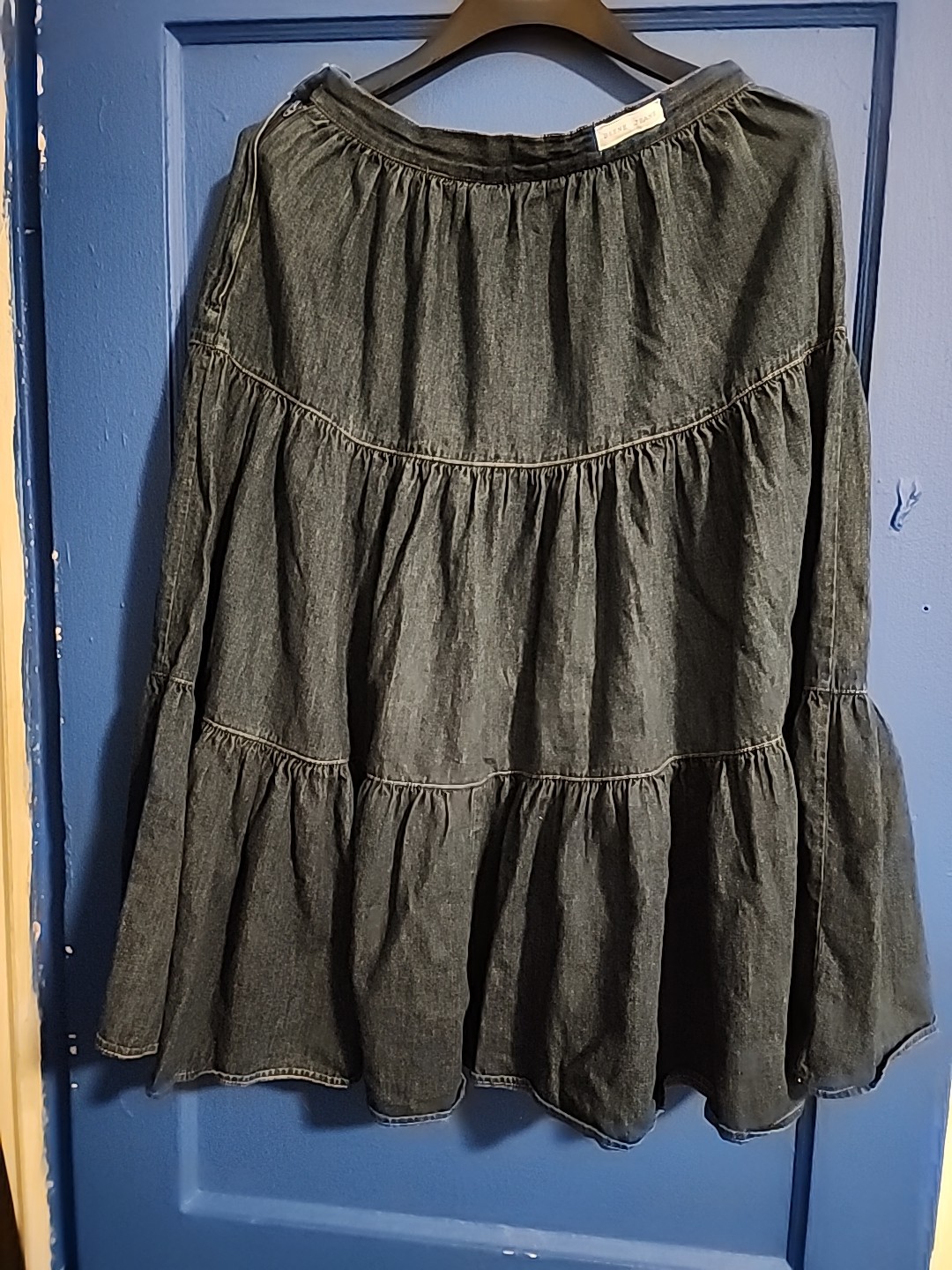 Vintage Geoffrey Beene Denim Skirt Cottage Core Western Cowgirl Prairie Size 12