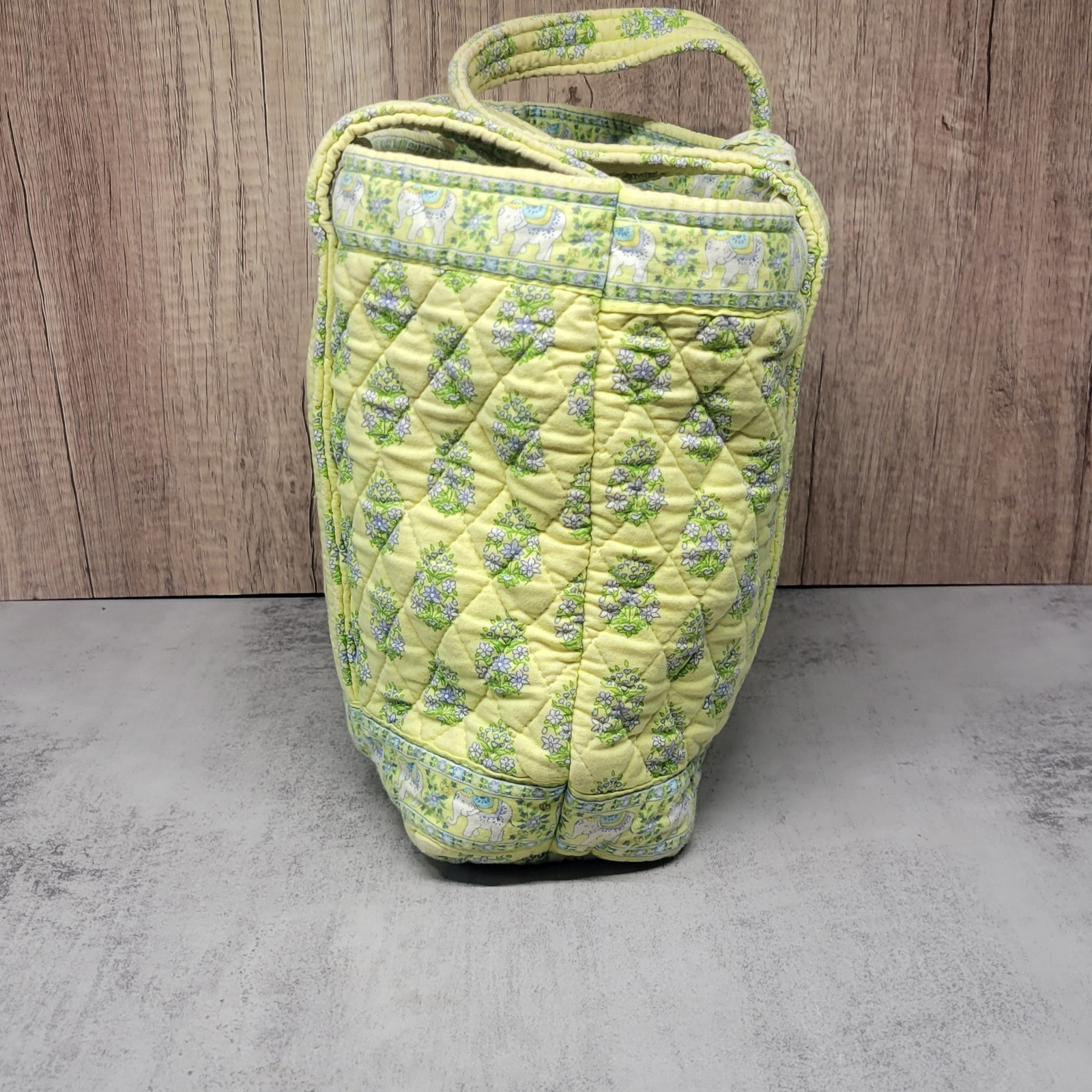 Vera Bradley Quilted Tote Bag Citris Elephant Floral Paisley Yellow Blue