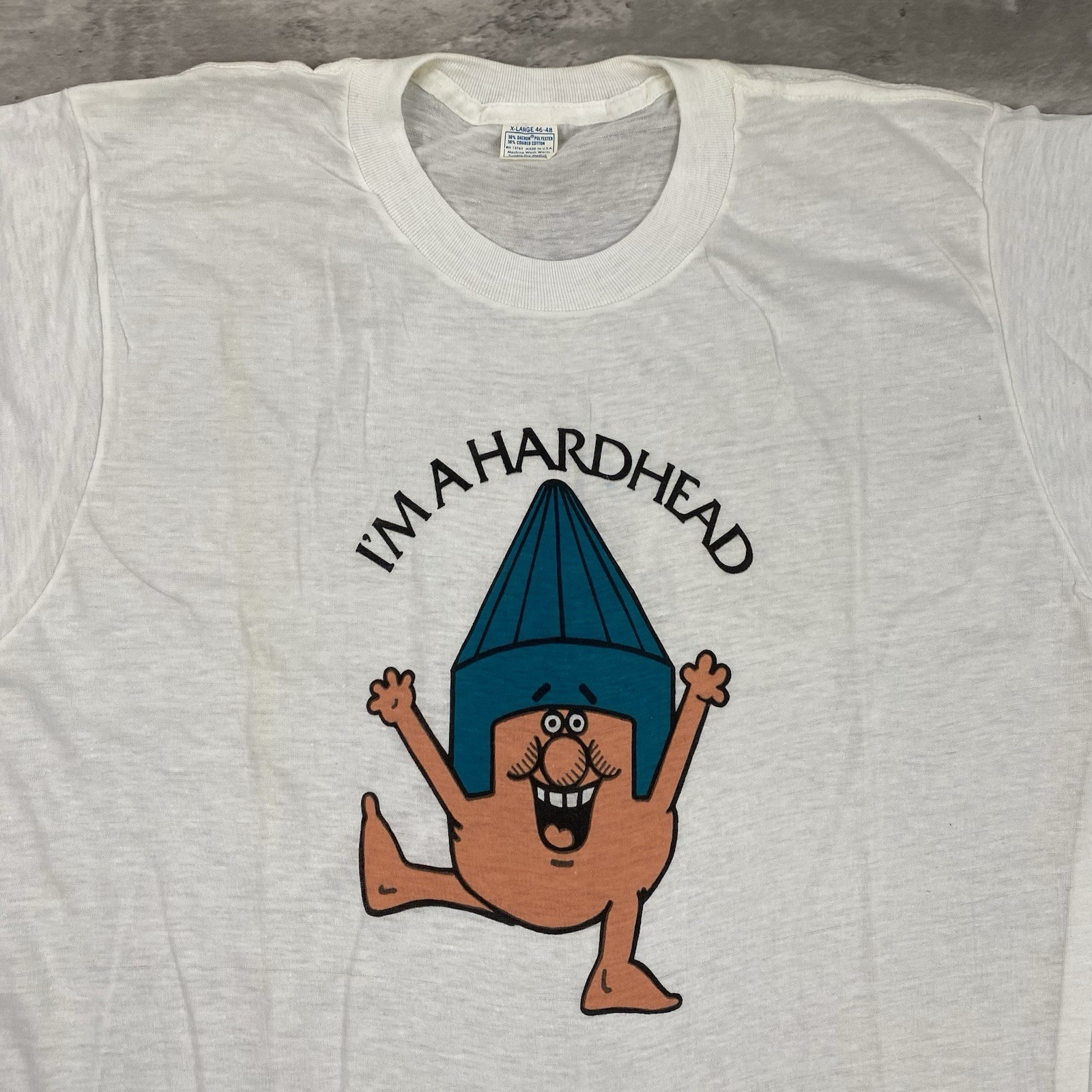 vintage 70s IM A HARDHEAD t shirt Mens XL funny drawing art cartoon 50/50