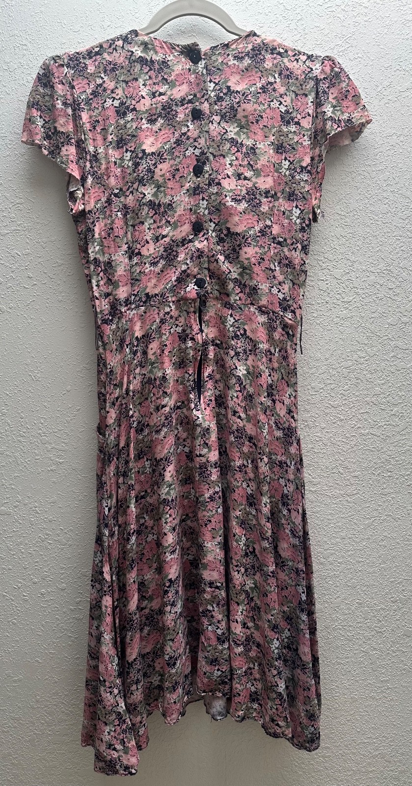 E.D. Michaels Vintage Pink and Blue Floral Dress with Pockets