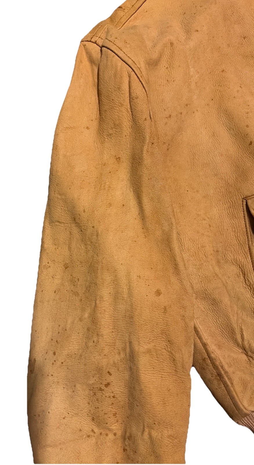 Vintage 50s Suede Tan Leather Bomber Jacket Mens Size S/M Talon Zip Thrashed