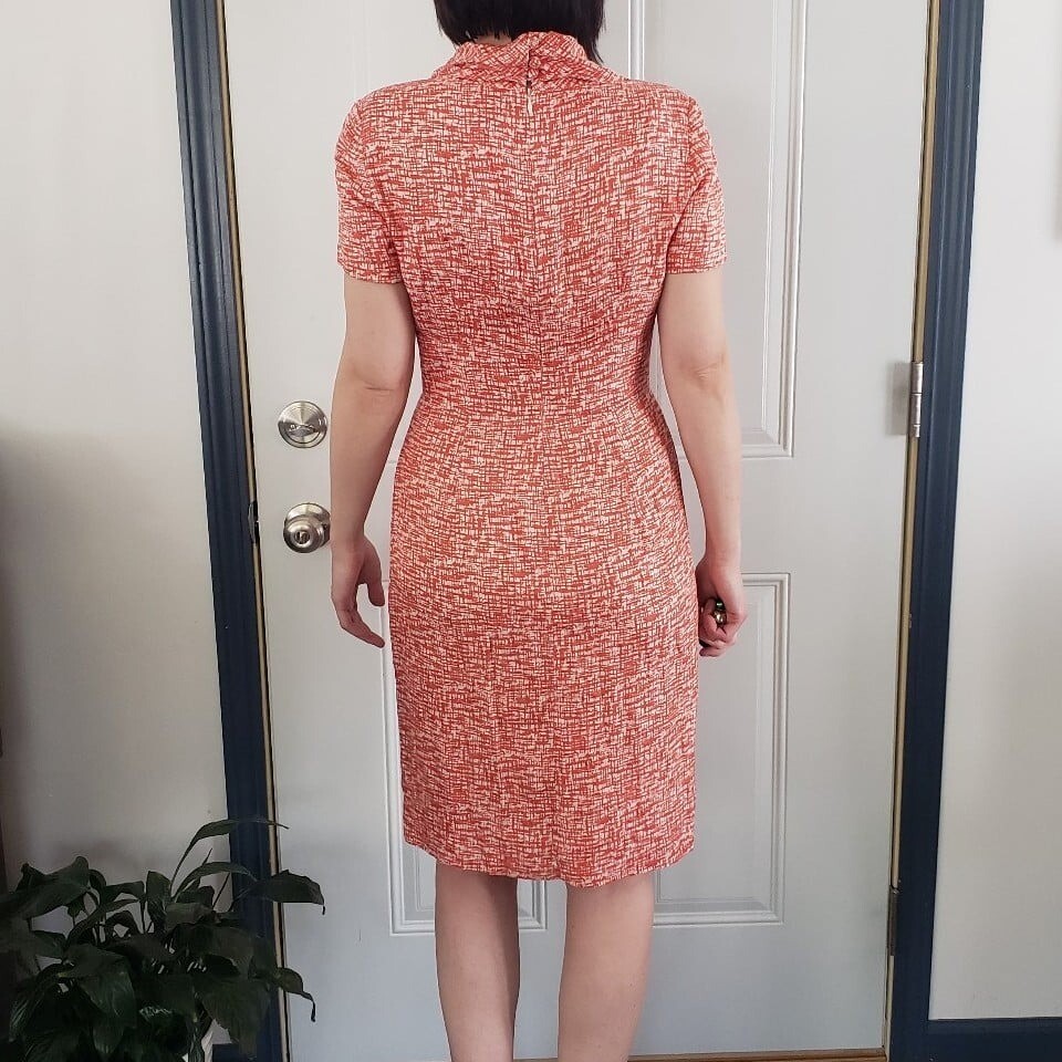 60s Home Made Red and White Silk(?) Dress