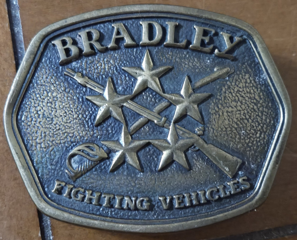 Vintage Bradley Fighting Vehicles Brass Belt Buckle