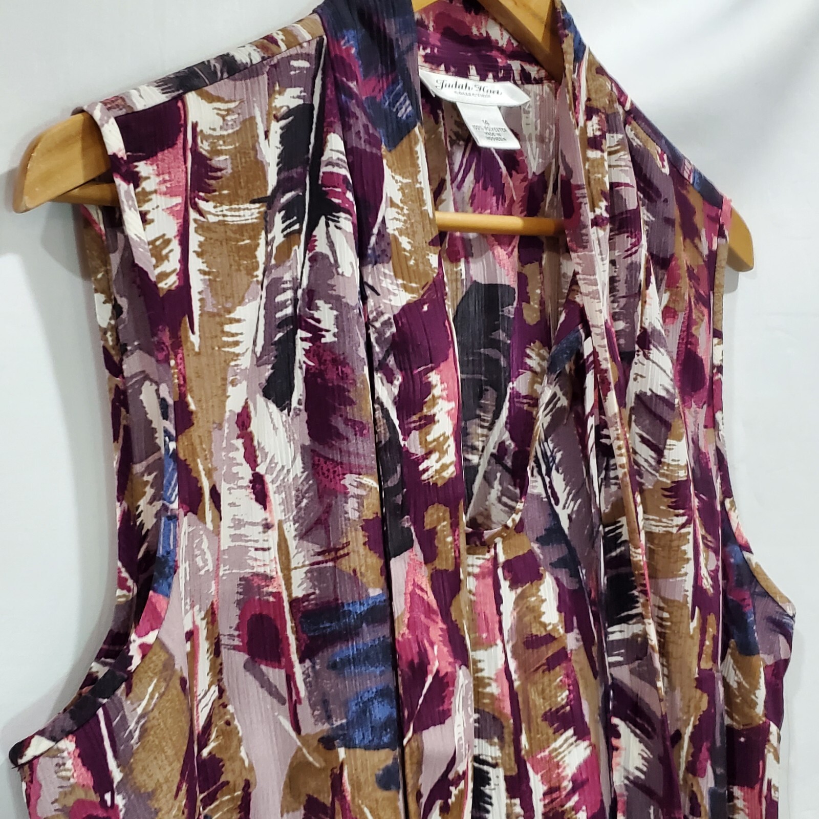 NWT Vintage Y2K Judith Hart Moulin Rouge Purple Plum Sleeveless Blouse Large