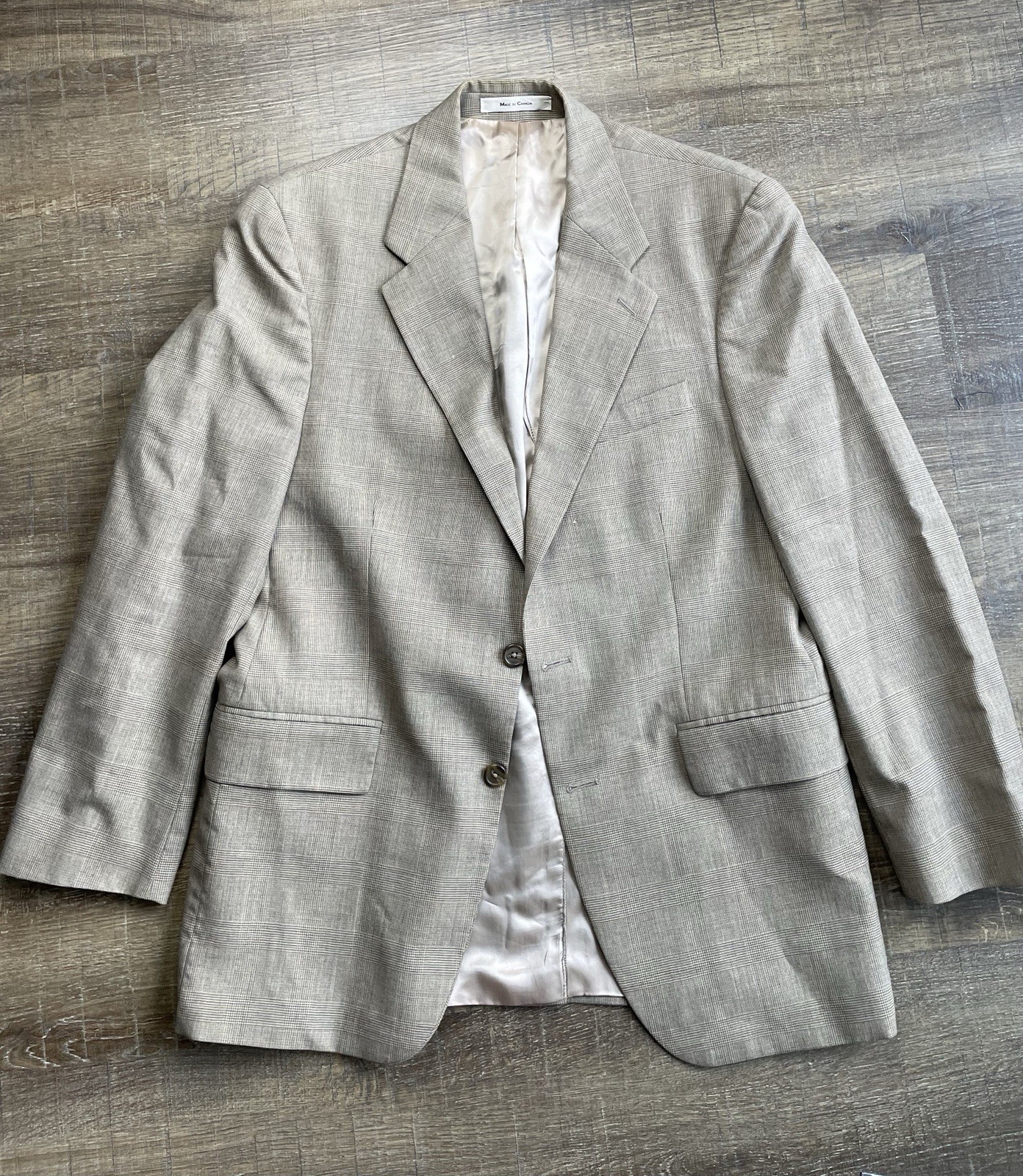 Polo University Club Ralph Lauren New Pure Wool Plaid Blazer Tan 2-Button- 40 R