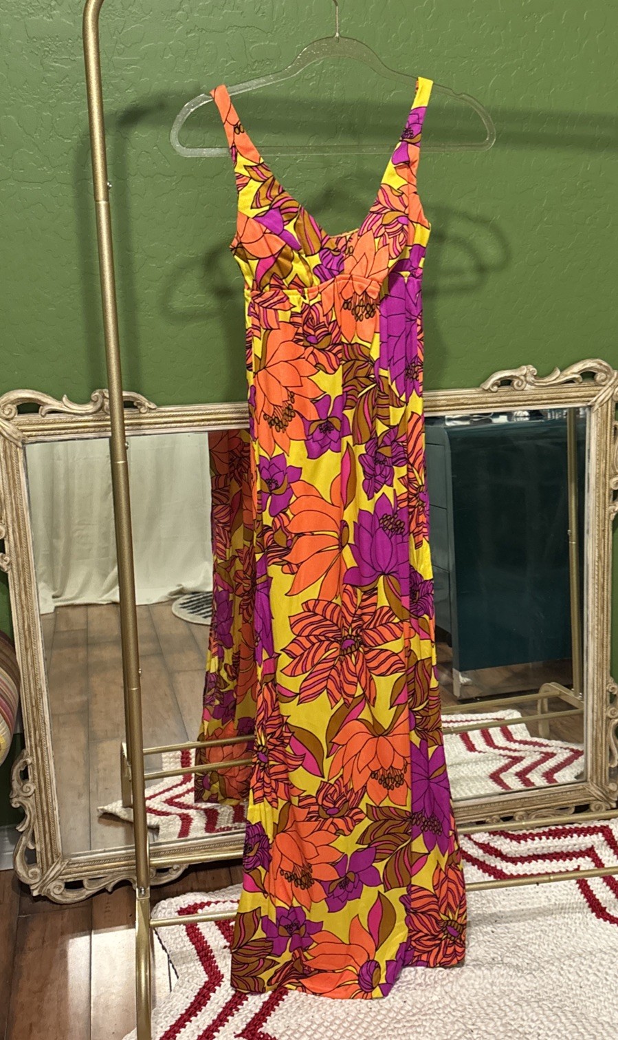 Vintage Catalina of California Sz Small Maxi Dress bathing suit Flower Power