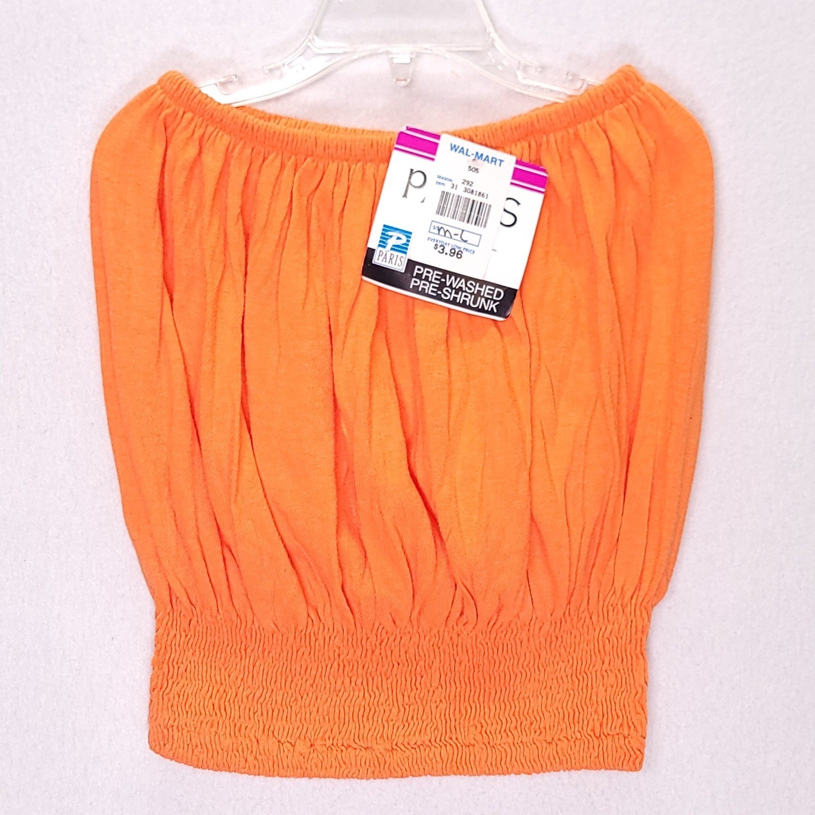 Deadstock Paris Orange Smocked Tube Top Bandeau NWT Size M/L