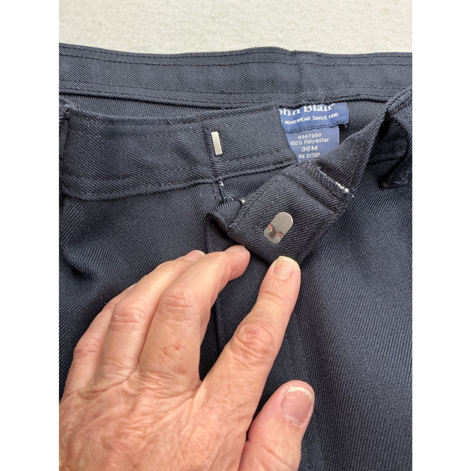 John Blair Vintage Trousers Black Wave Stitch Pockets 36M Mens Straight Leg