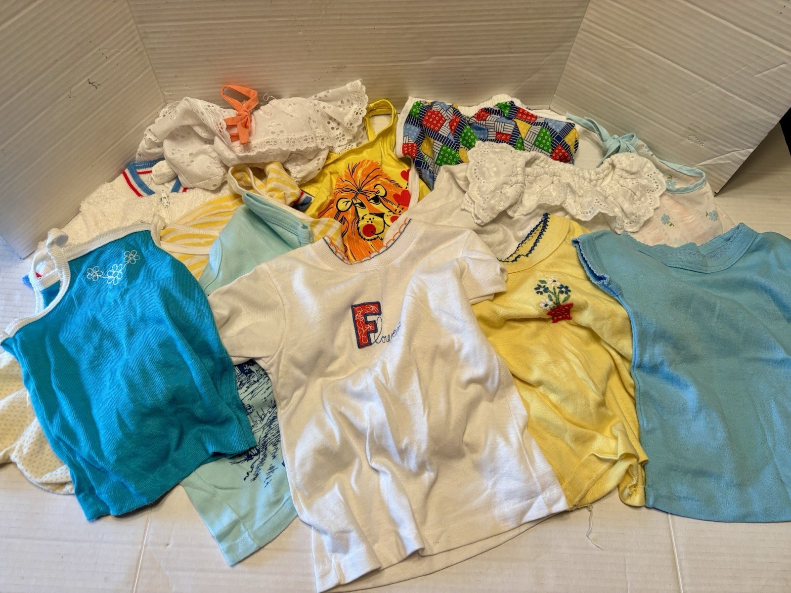 Vintage Baby Girl Shirts Lot Of 14 Various Brands And Sizes 1970’s Retro