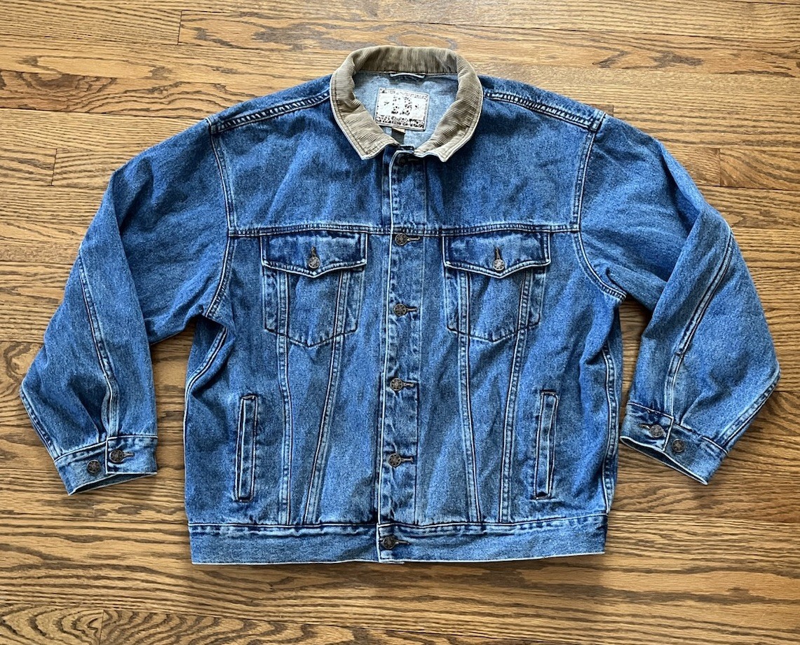 Vintage Dunbrooke Denim Trucker Jacket Size XL Corduroy Collar