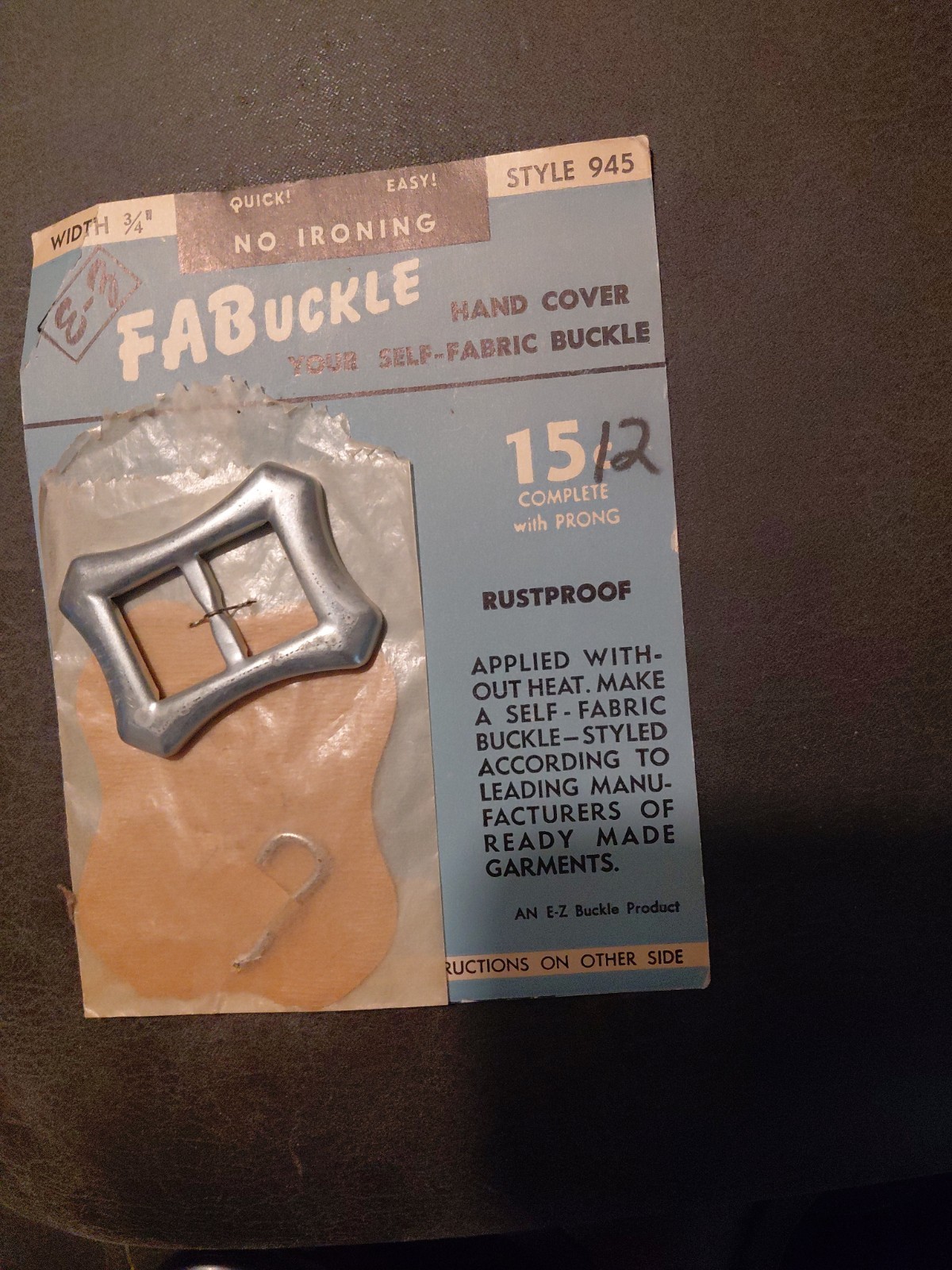 E- Z FABuckle Vintage Belt Buckle Style 945 New Old Stock