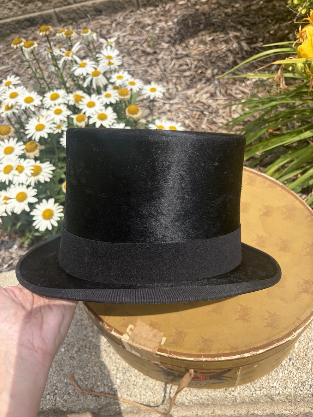Antique Knox Top Hat 56cm Stunning!!! Black