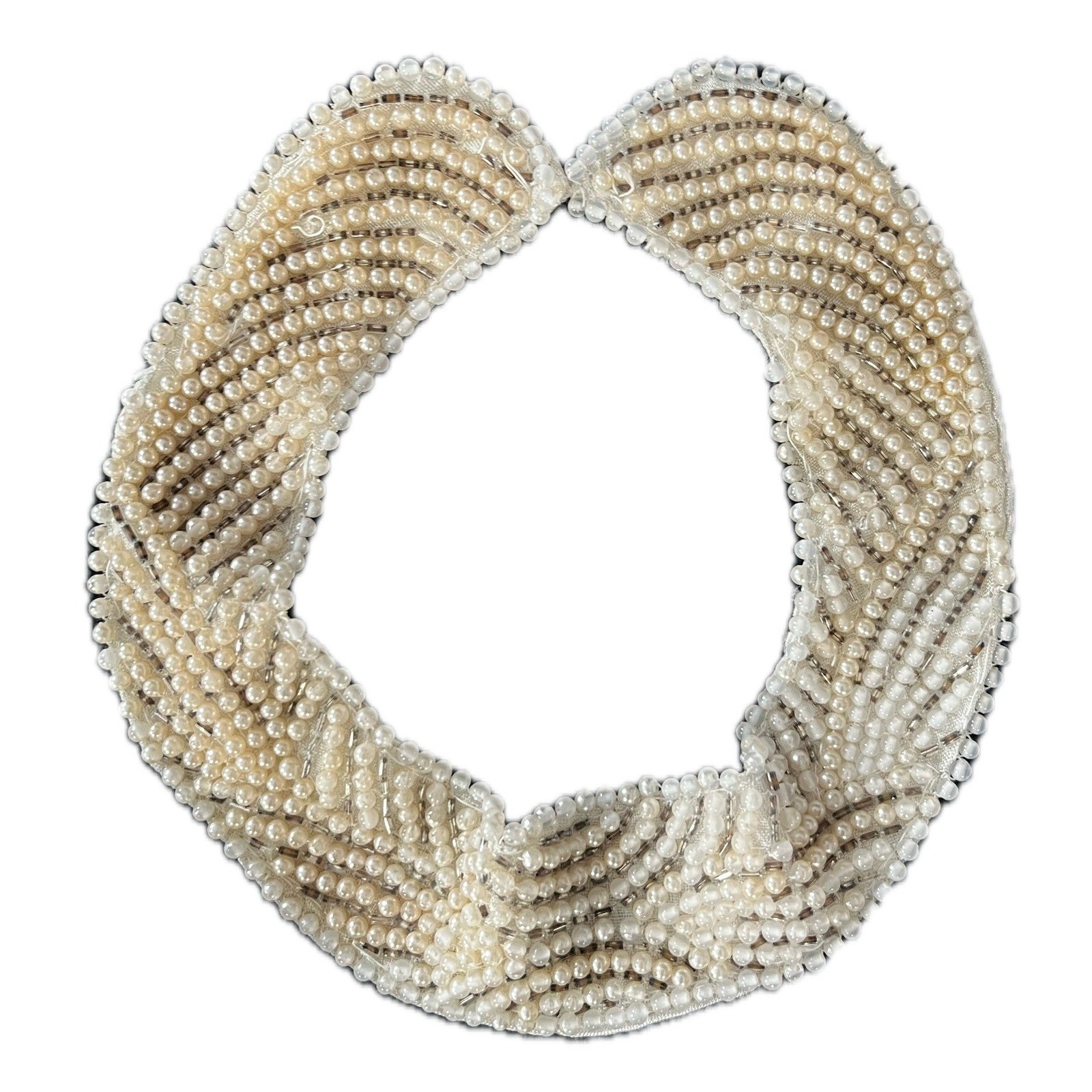 Vintage Beaded Collar Statement Pearl Bib Necklace