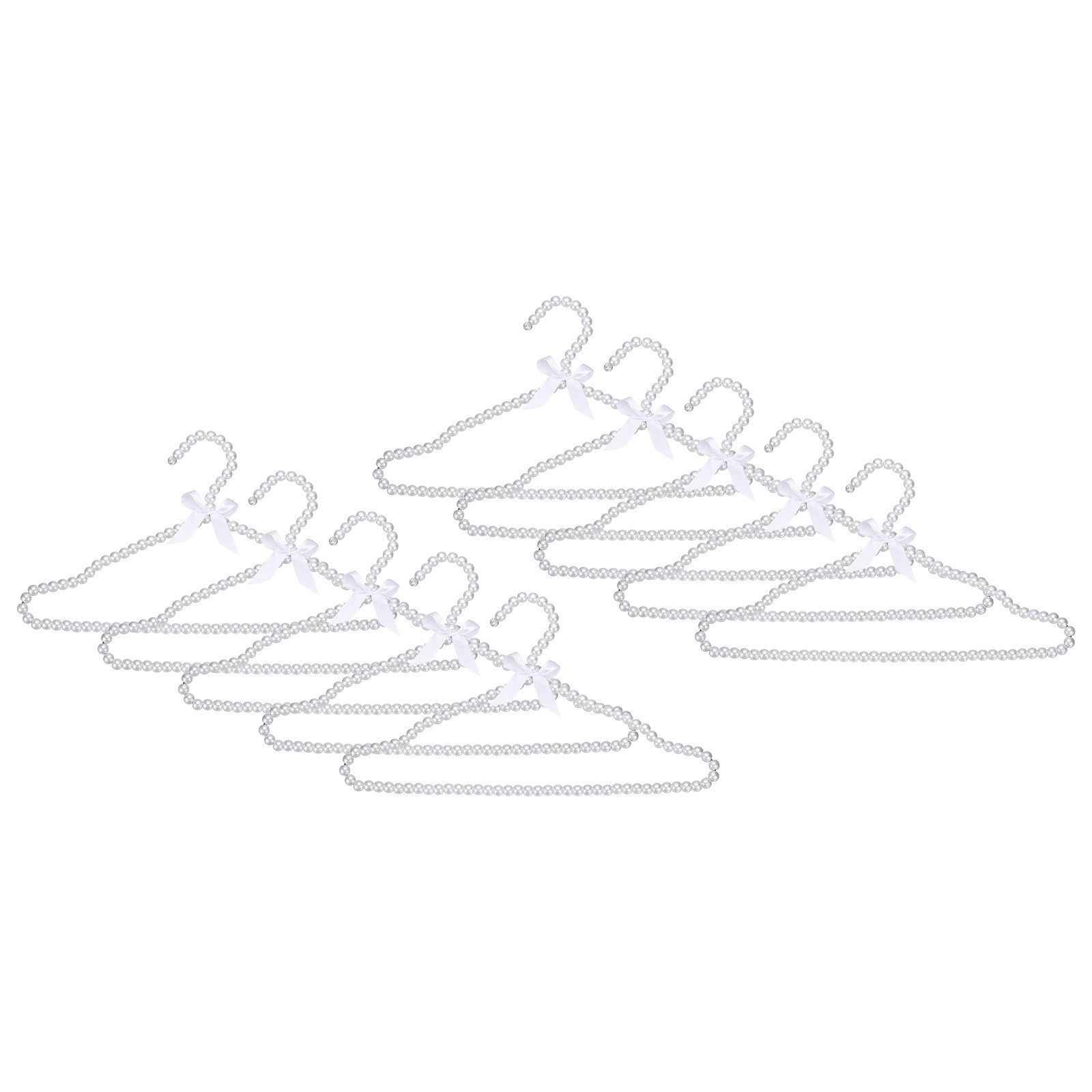 10Pcs Pearl Clothes Hangers, 40cm/15.8″ Non-slip Plastic Hangers, White