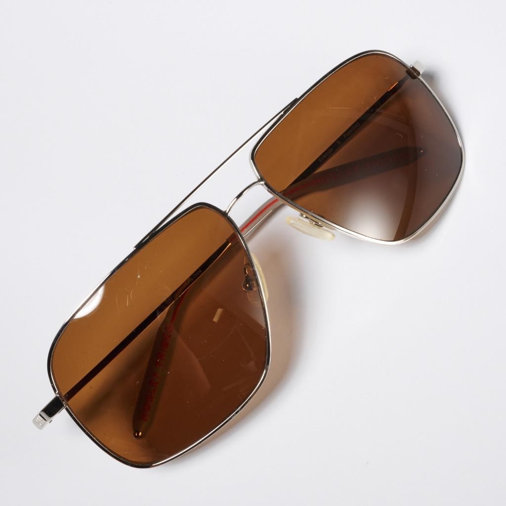 Mosley Tribes Aviatrix Vintage Sunglasses Silver Frame Amber Polarized Lenses