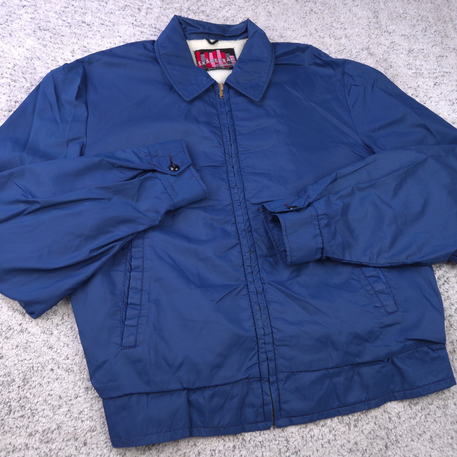 Vintage Skaggerac Jacket Men Large Sherpa Lined Coach Satin Bomber 70s 1970s