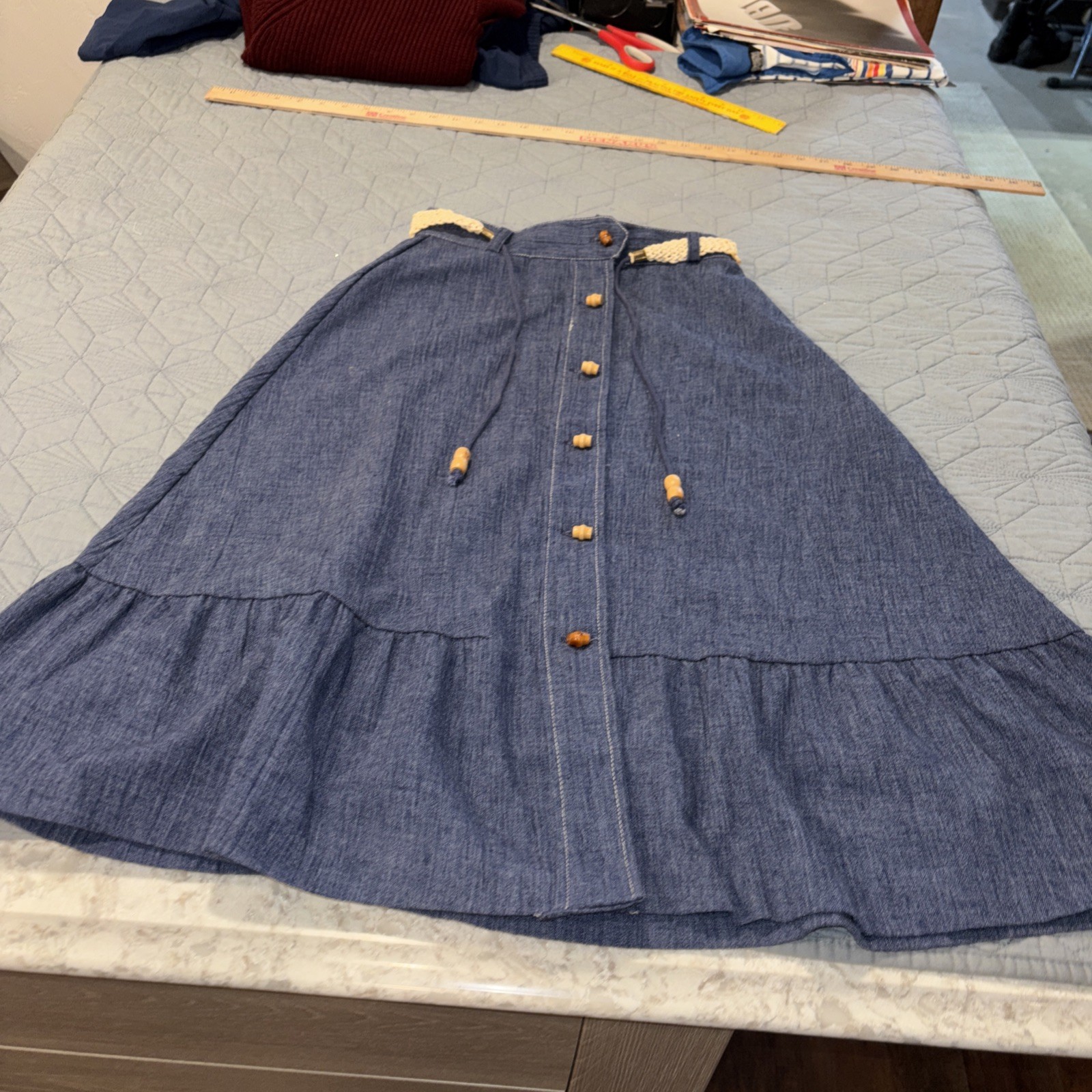 Vintage handmade women’s denim skirt 1960s 24 Inch Waist See Picks Very Nice