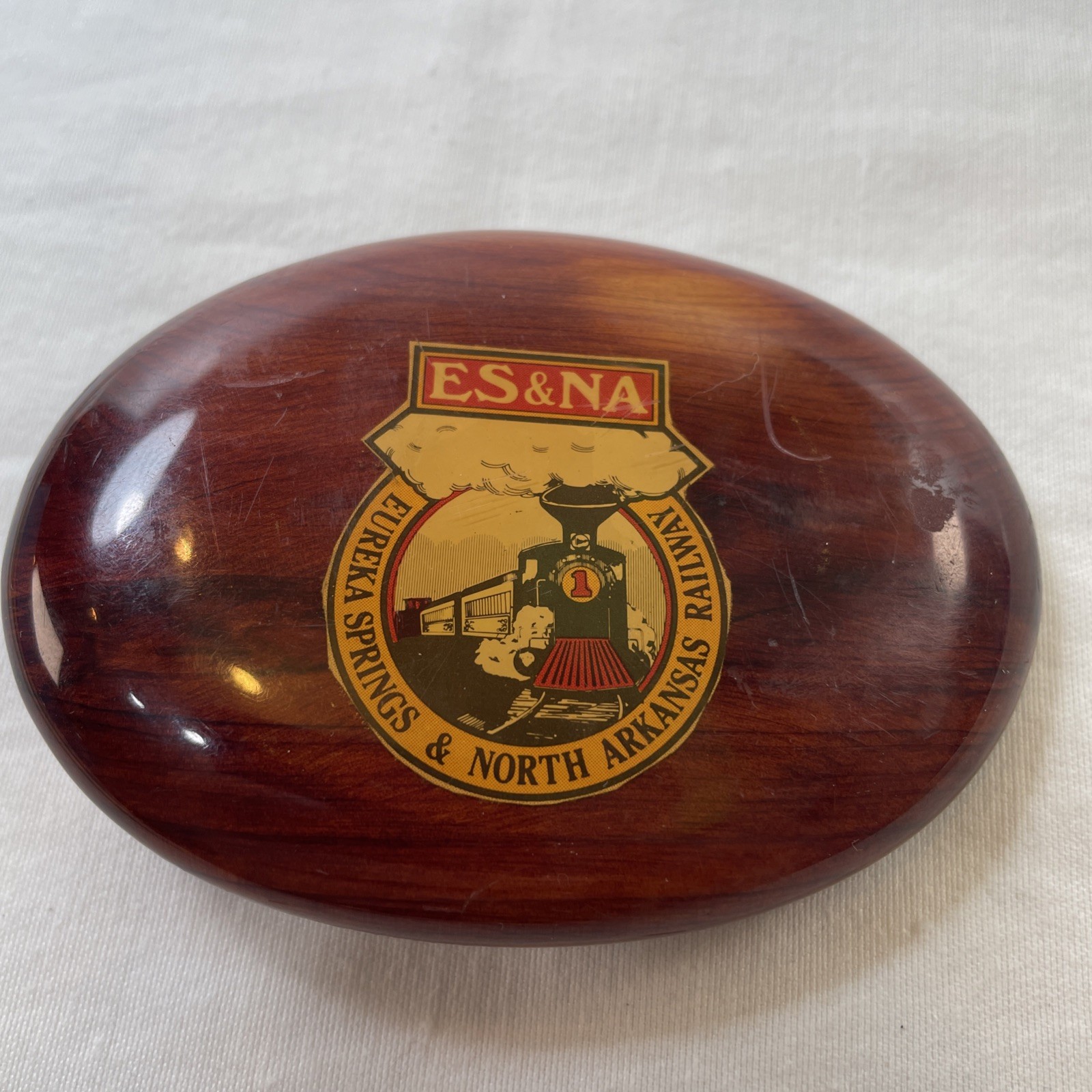 VTG ES & NA Railway Belt Buckle Wood Inlay Eureka Springs North Arkansas Train