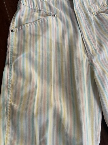 UNIQUE Vintage XXS High Waisted Candy Pastel Pants Striped Lightweight Jeans 7/8