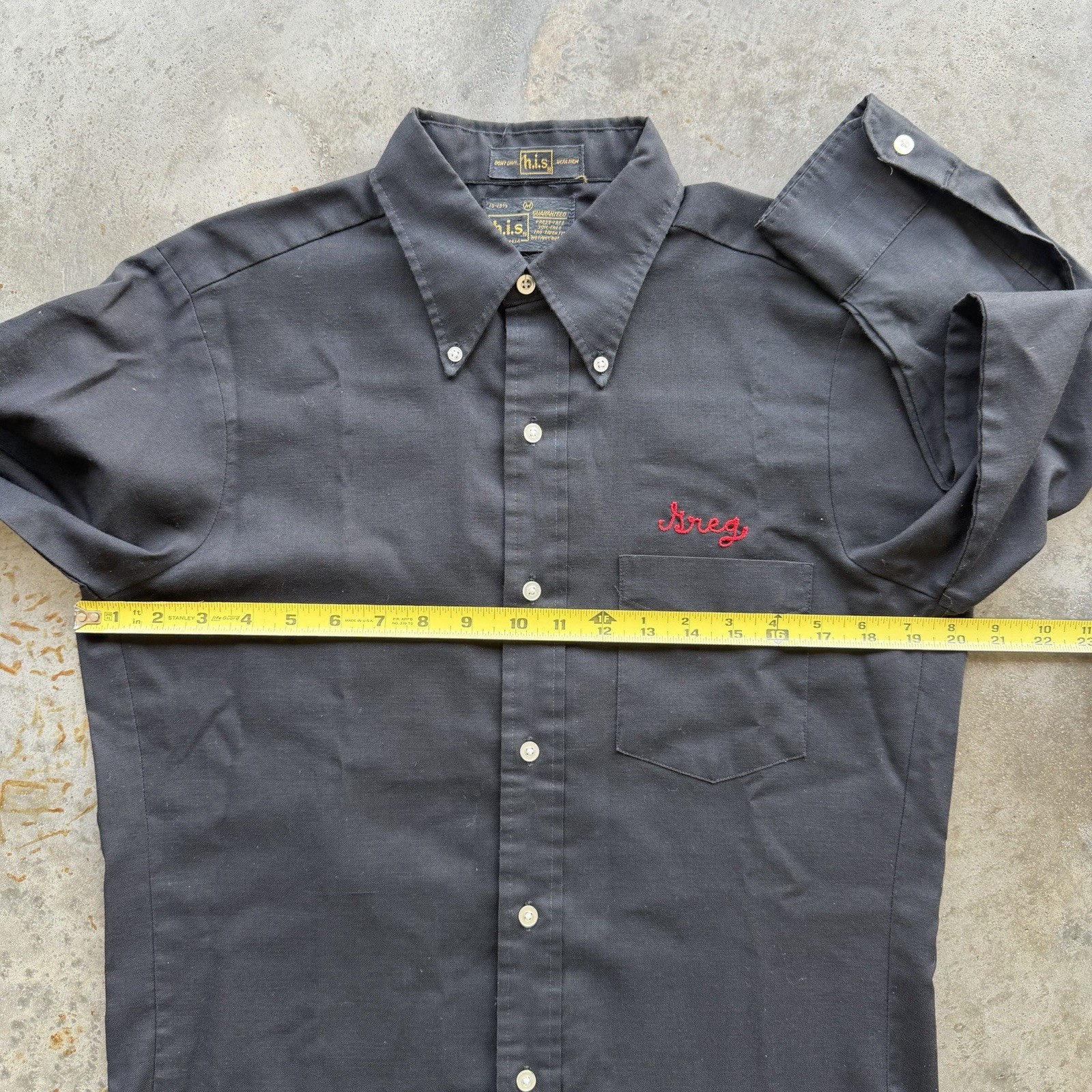 VTG 70s THS Wranglers Black & Red Chainstitch Shirt Greg Swisher Size L USA Made