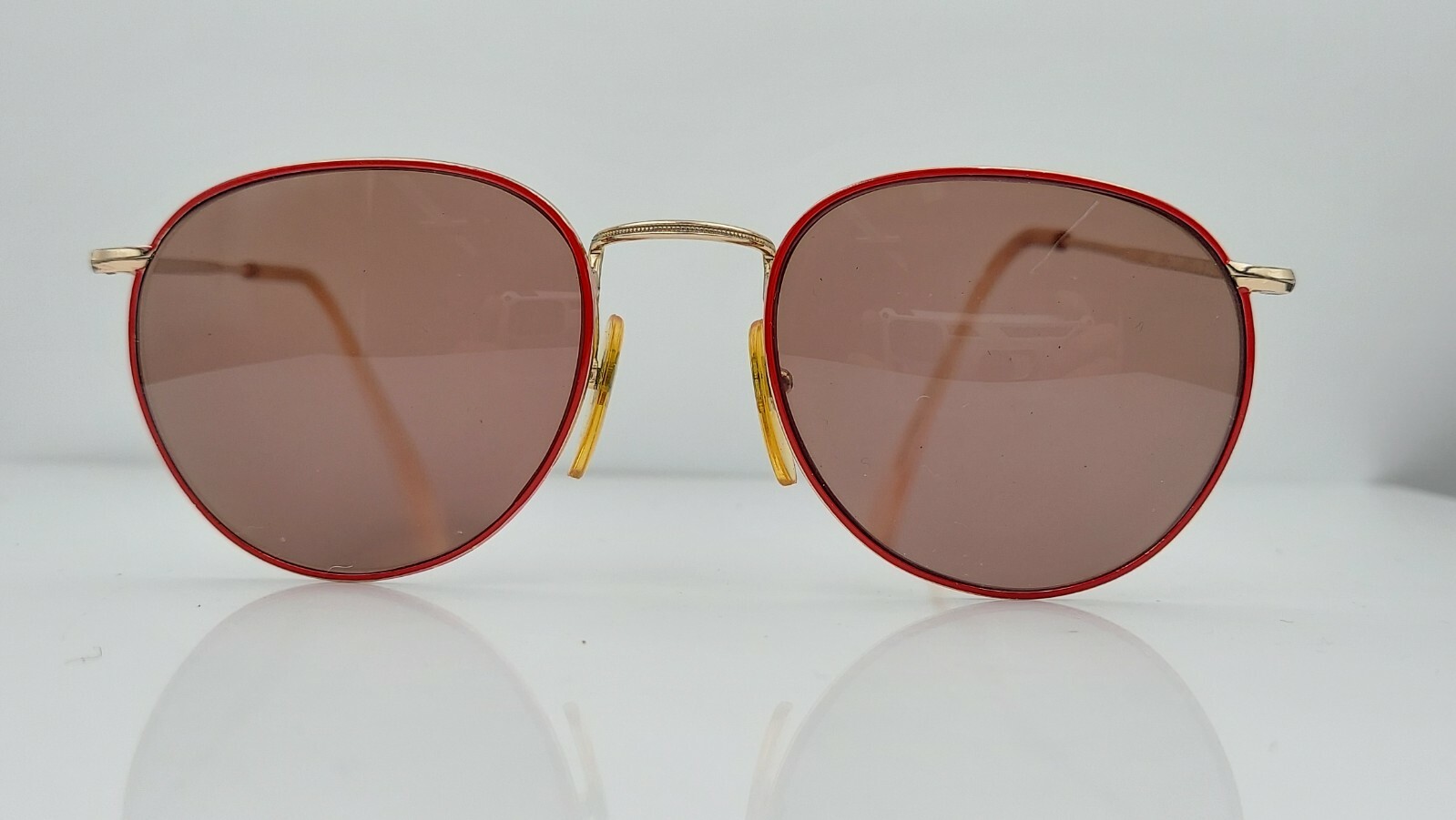 Vintage Swank 616-812 Cindy Red Gold Metal Oval Sunglasses FRAMES ONLY Italy