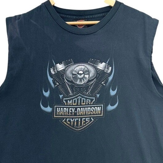 VTG Harley Davidson Calumet Munster IN Muscle Tee Shirt Black XL USA Dual Sided